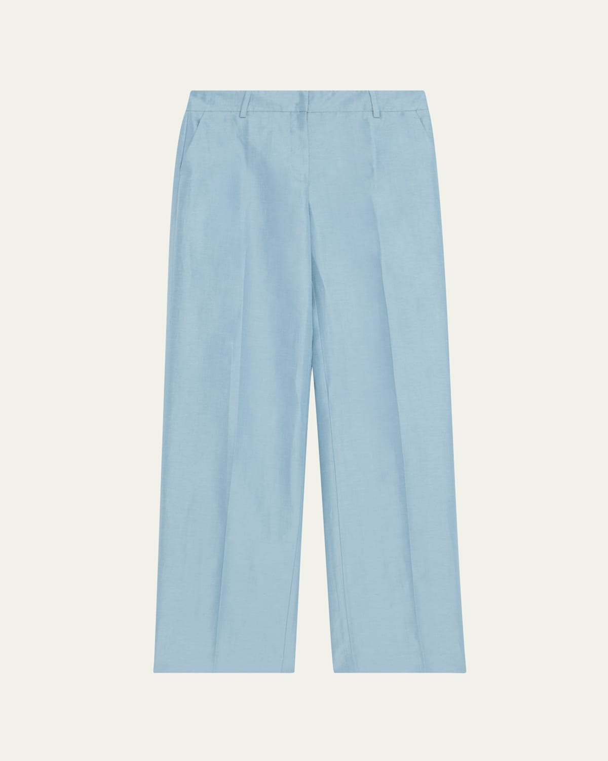 Lafayette 148 Gates High-rise Straight-leg Linen-blend Pants In Blue