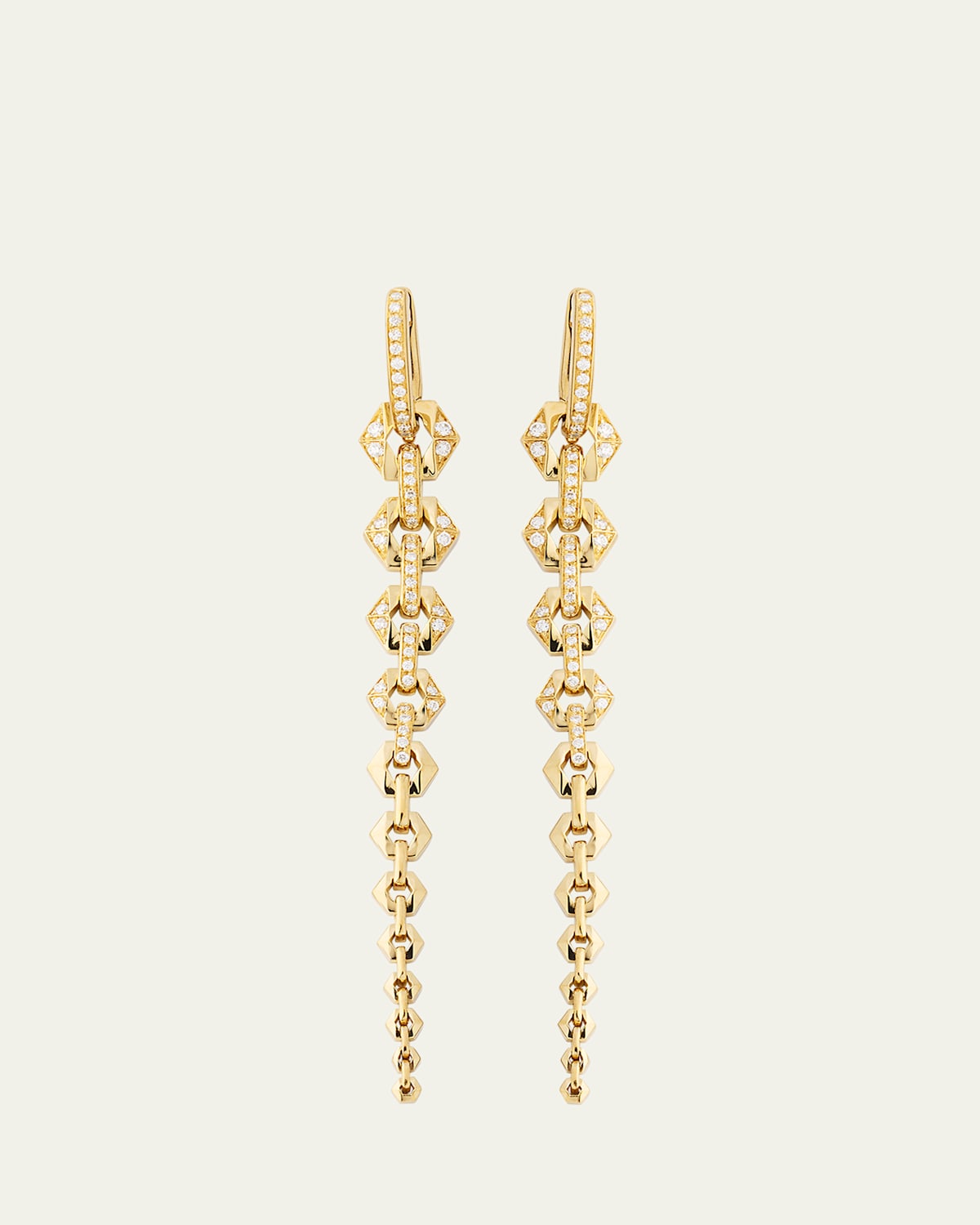 18K Yellow Gold Diamond Link Tiered Earrings