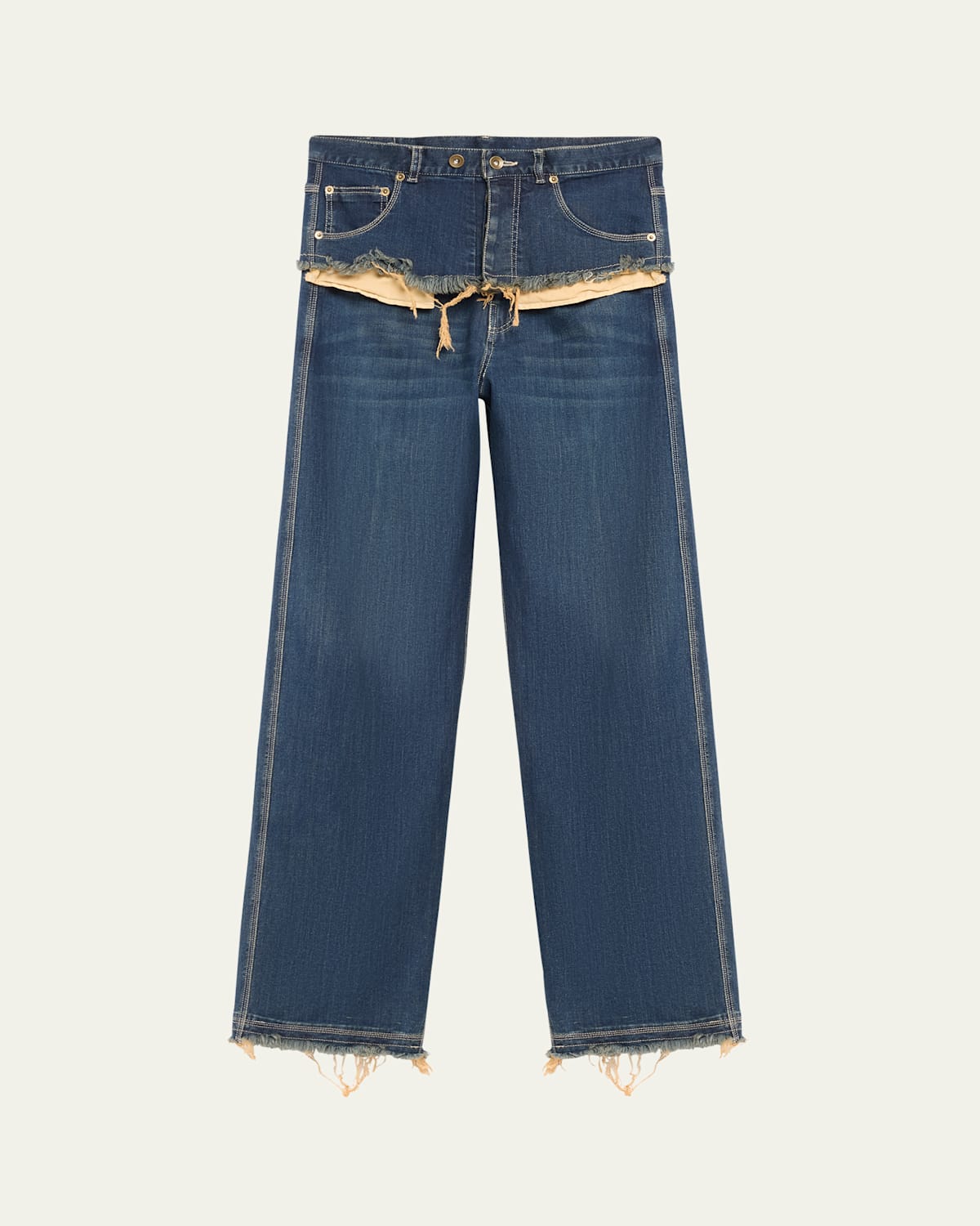 Deconstructed Straight-Leg Jeans