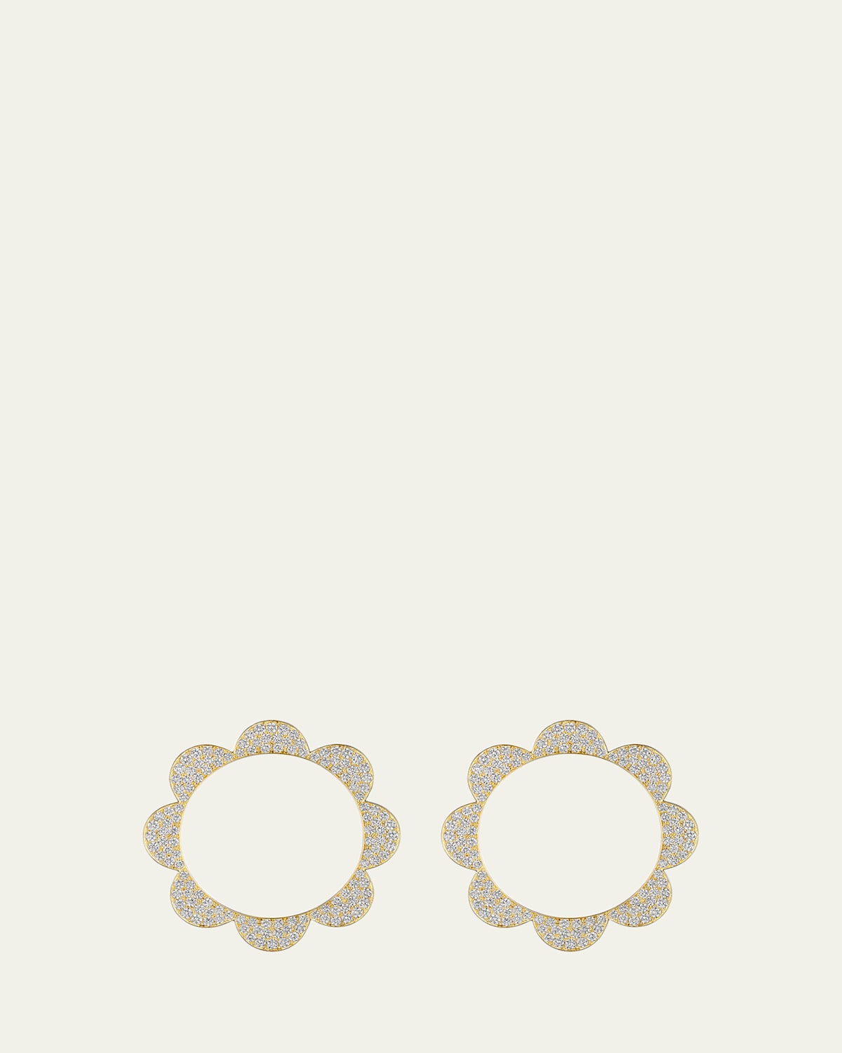 18k Gold Medium Bloom Triplet Diamond Stud Earrings