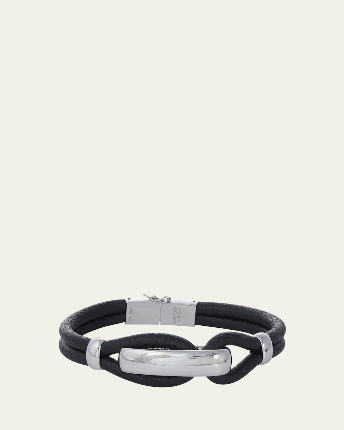 Men's 18K White Gold Leather Cord Wrap Bracelet