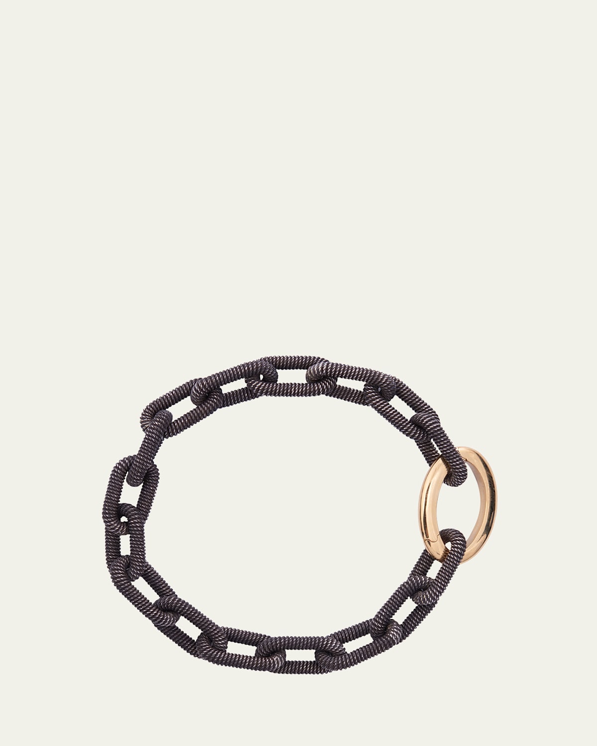 Men's Sterling Silver Noble Links Bracelet with 18K Yellow Gold Clasp