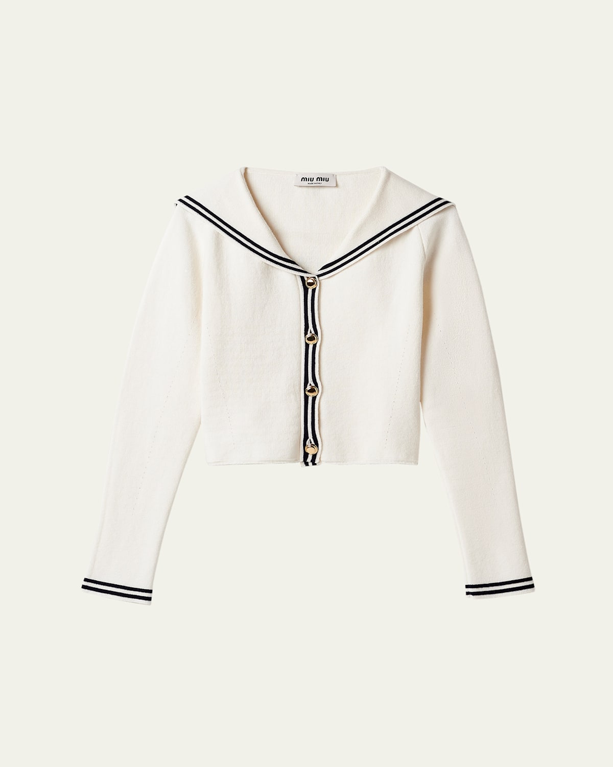 Piped Sailor Collar Cropped Cardigan