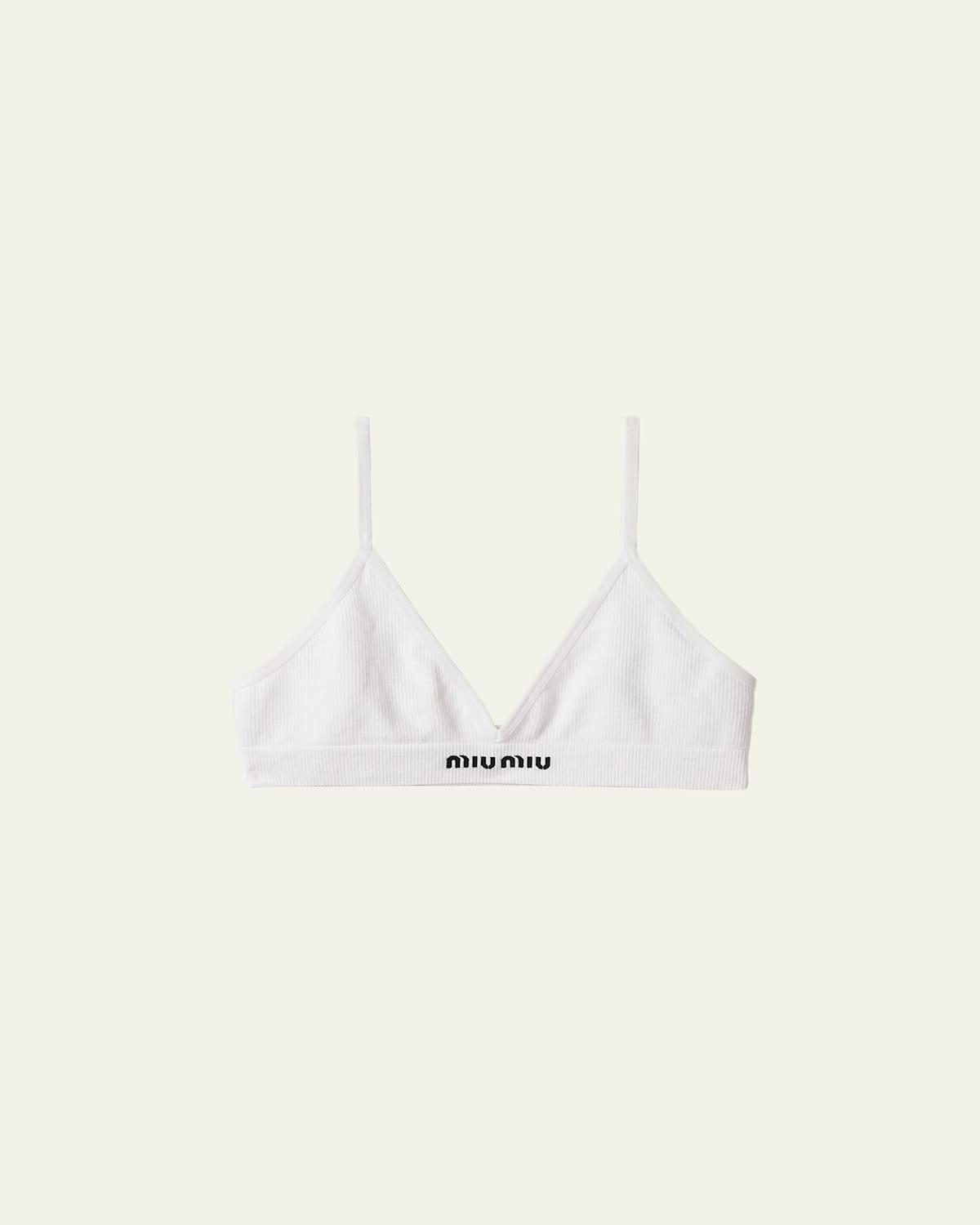 Miu Miu Seamless Triangle Cotton Bra In Bianco