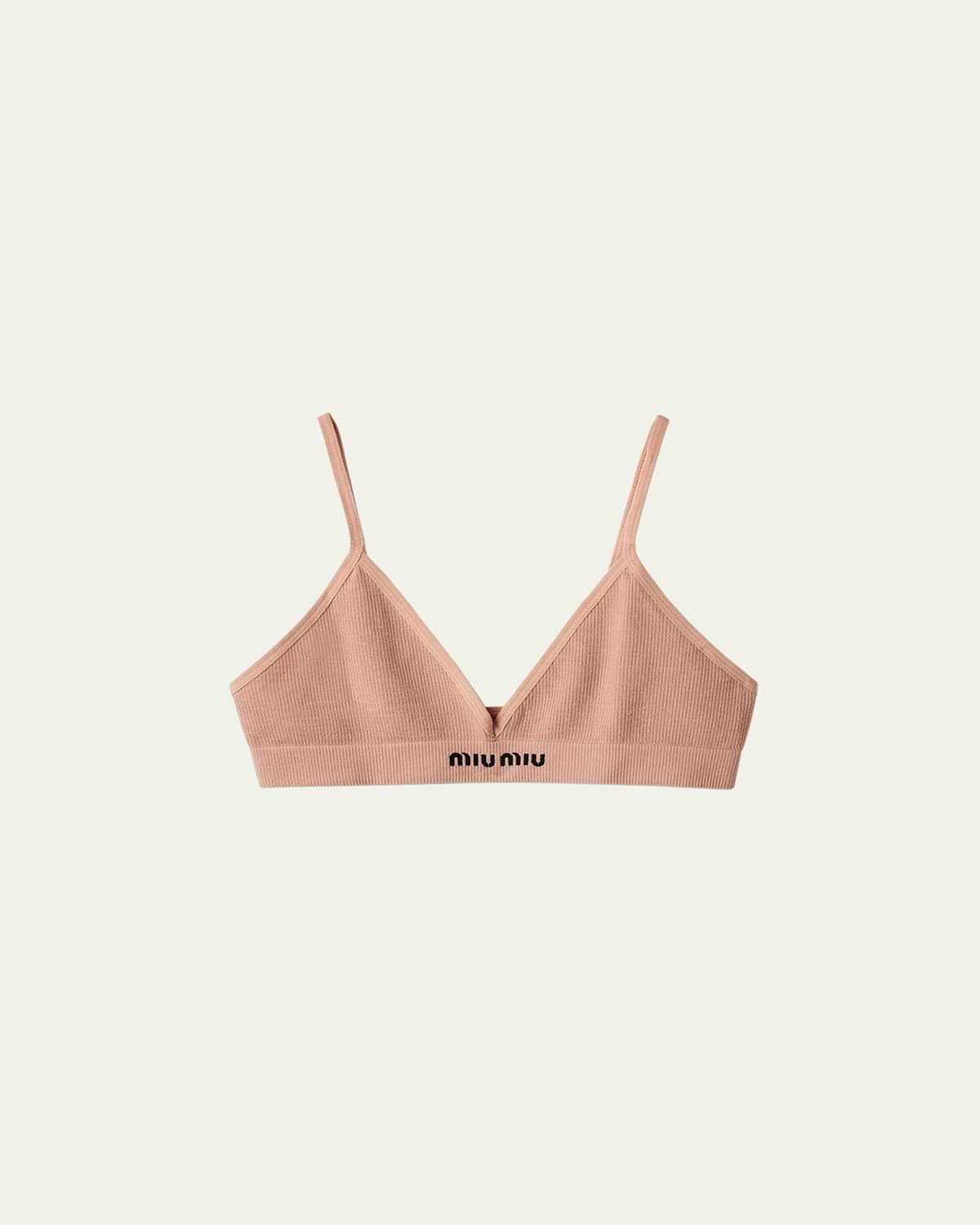 Miu Miu Seamless Triangle Cotton Bra In Nudo