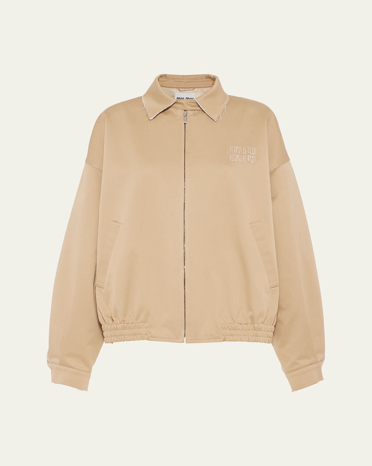 Beige Logo-embroidery Bomber Jacket