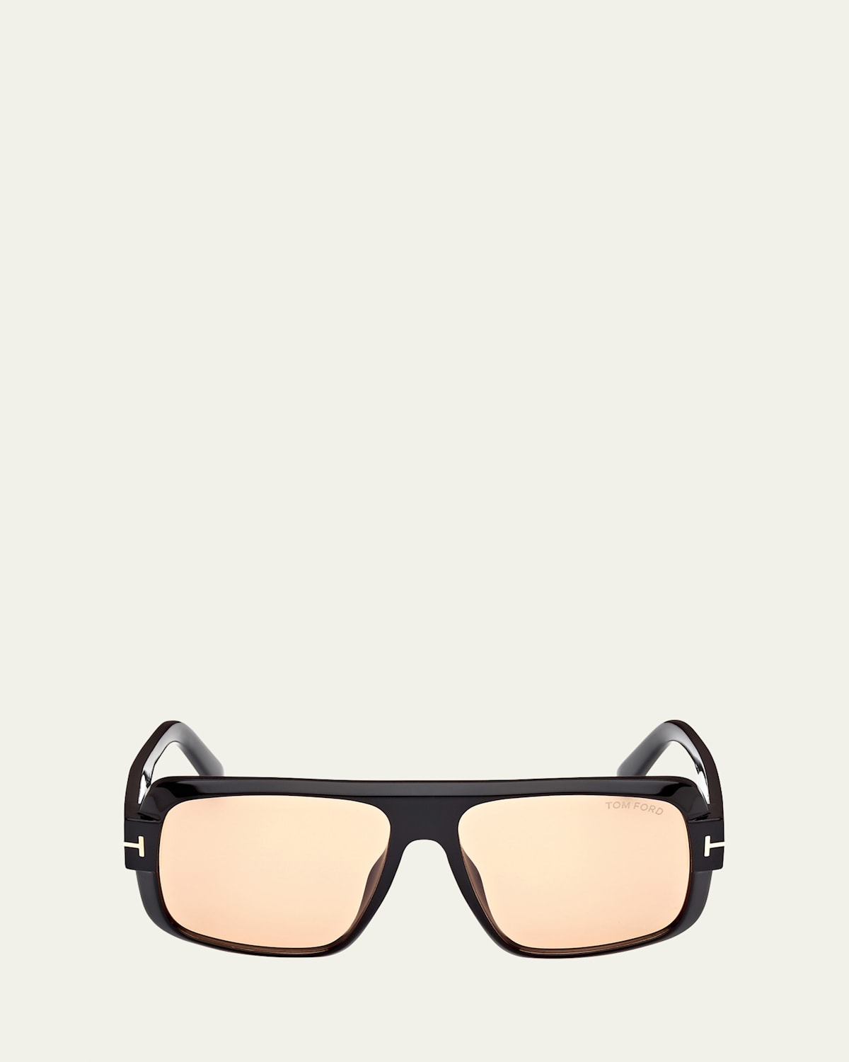 Tom Ford Men's Turner Acetate Rectangle Sunglasses In Black Photochromic Peach Lens