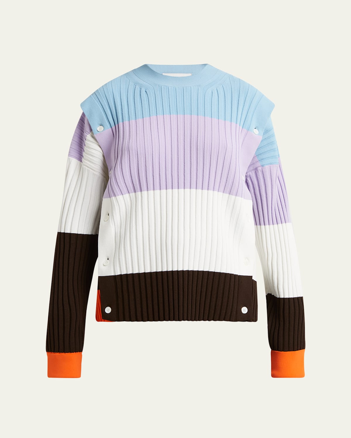 SETCHU DETACHABLE RIBBED BUTTON SWEATER 