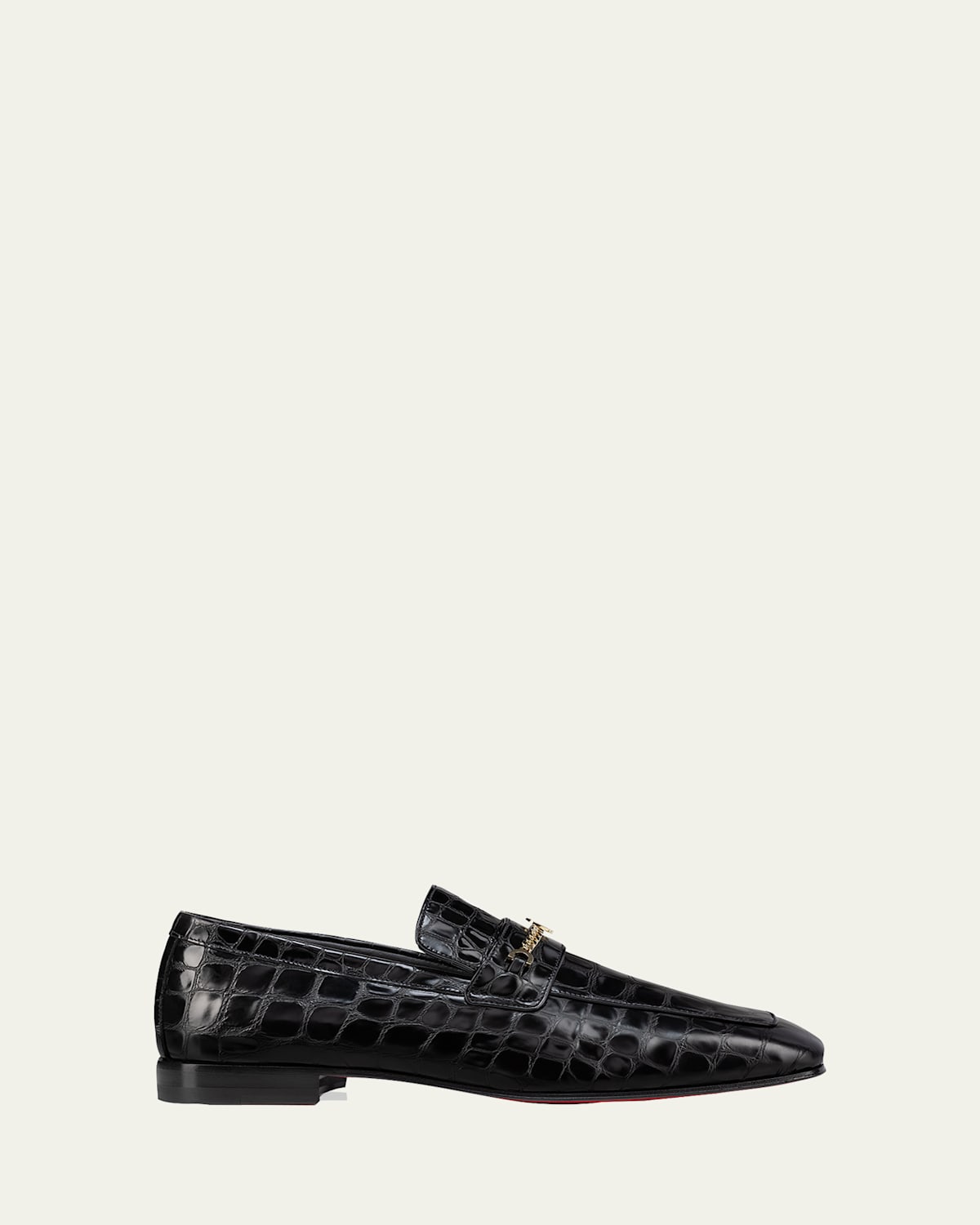 Christian Louboutin Men's Mj Moc Alligator-effect Bit Loafers In Black