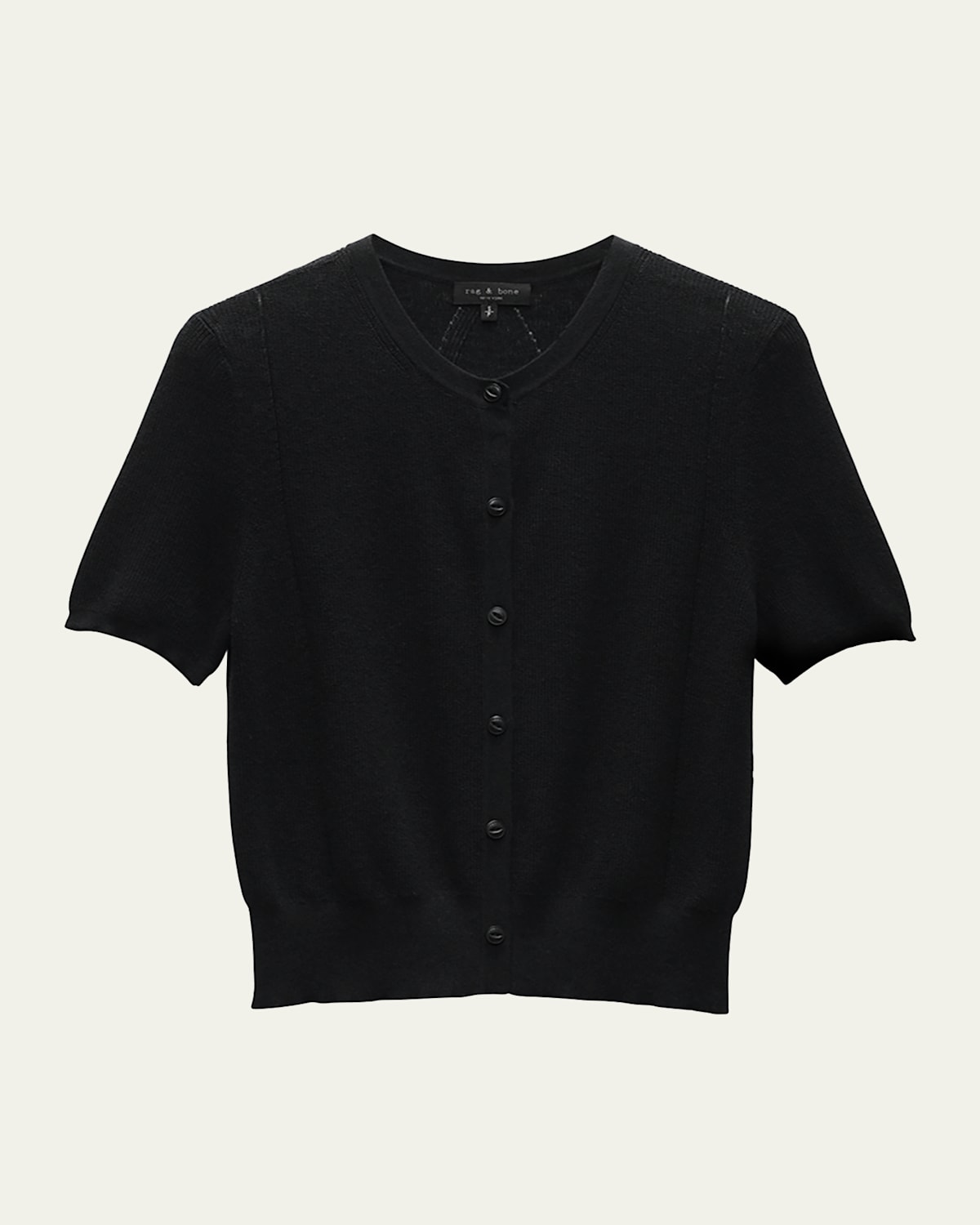 Rag & Bone Dina Short-sleeve Cardigan In Black