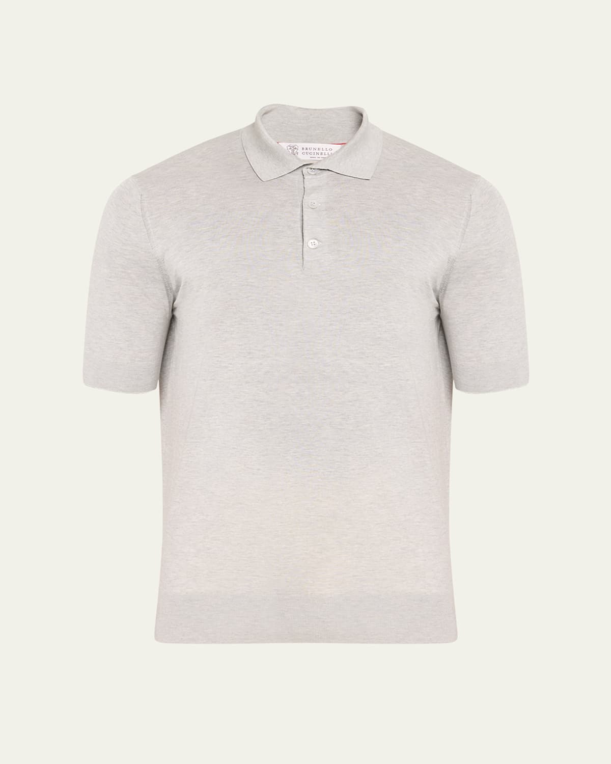 Brunello Cucinelli Men's Cotton-silk Polo Shirt In Lt Grey