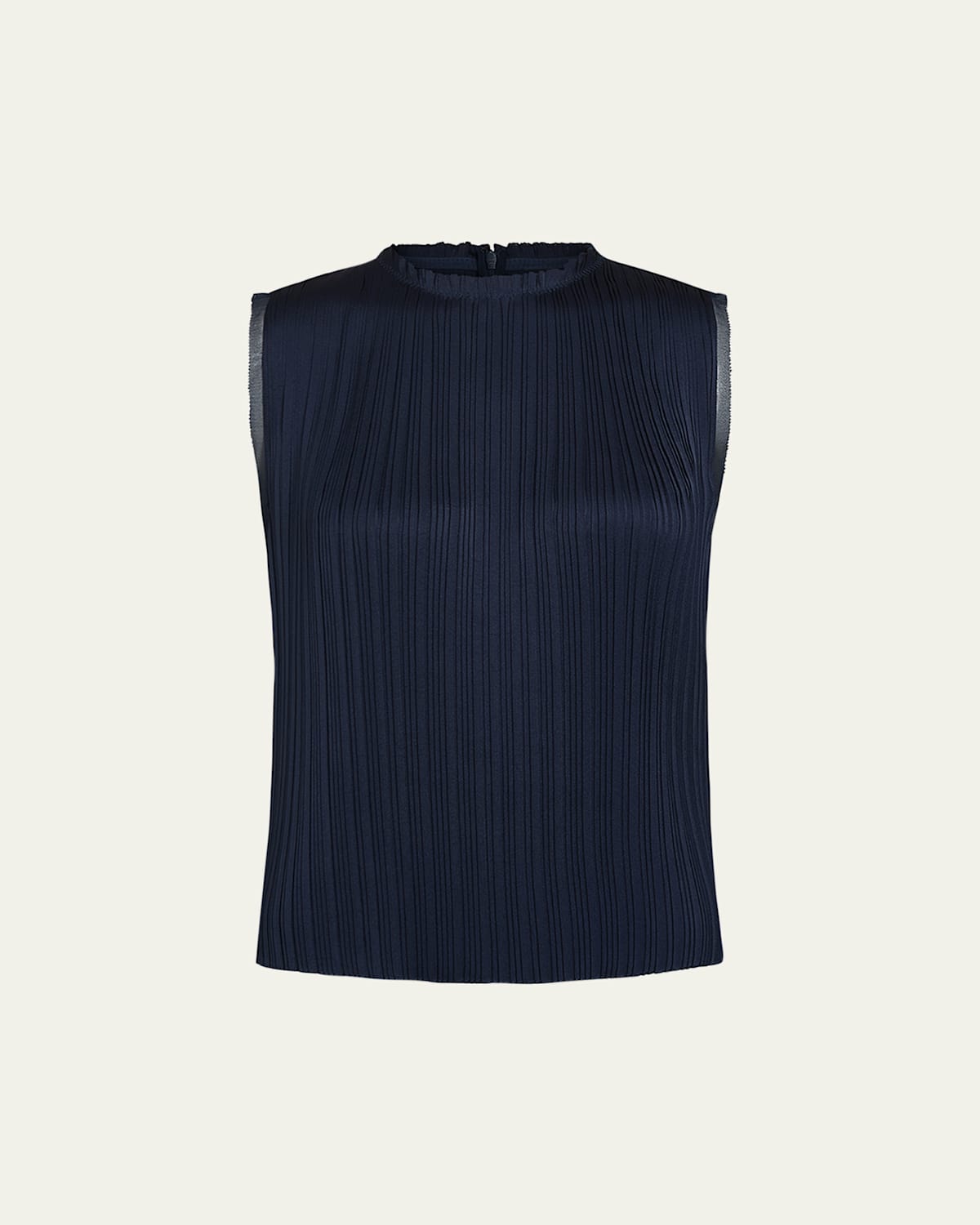 Shop Vince Pleated Crewneck Shell Top In Coastal Blue