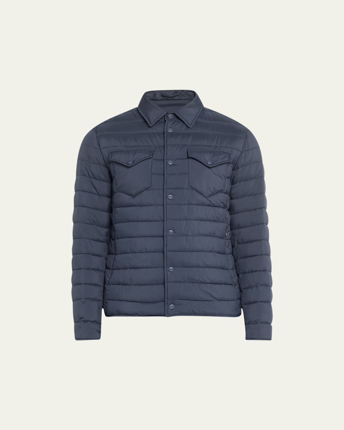 HERNO MEN'S PADDED NYLON SNAP-FRONT OVERSHIRT