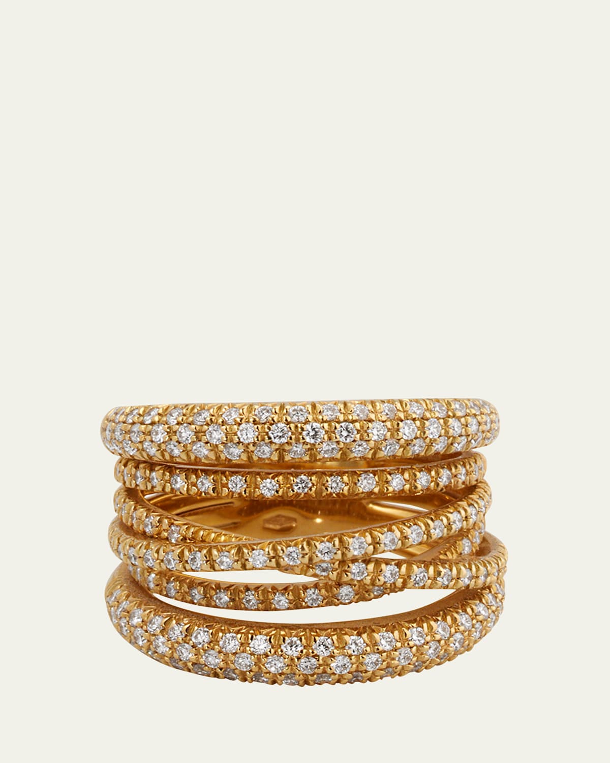 18K Yellow Gold Diamond Scribble Band Ring