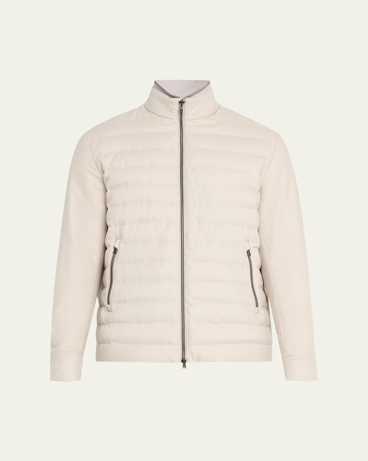Men's Padded Silk-Cashmere Zip Jacket