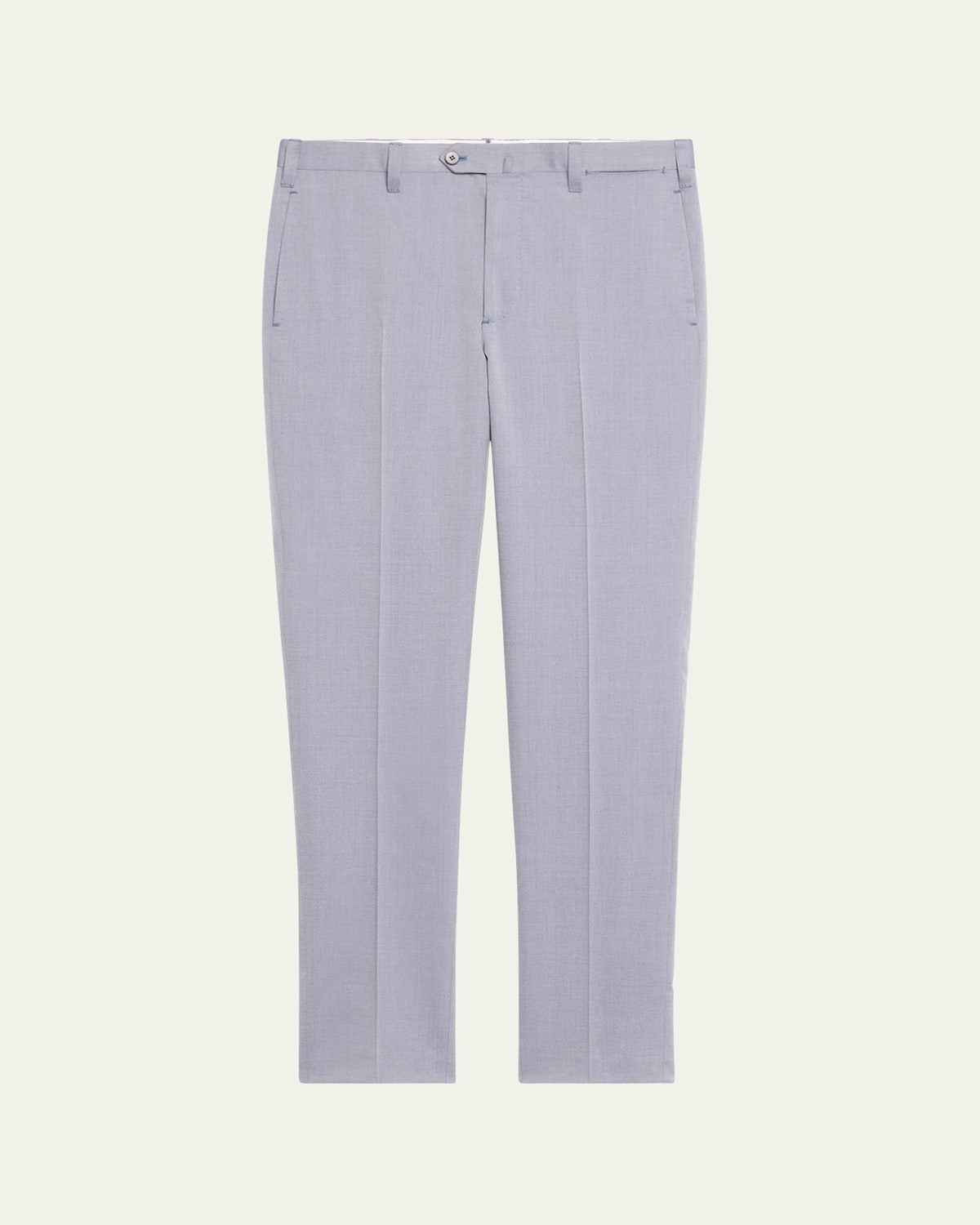 Cesare Attolini Men's Flat-front Twill Trousers In Blue