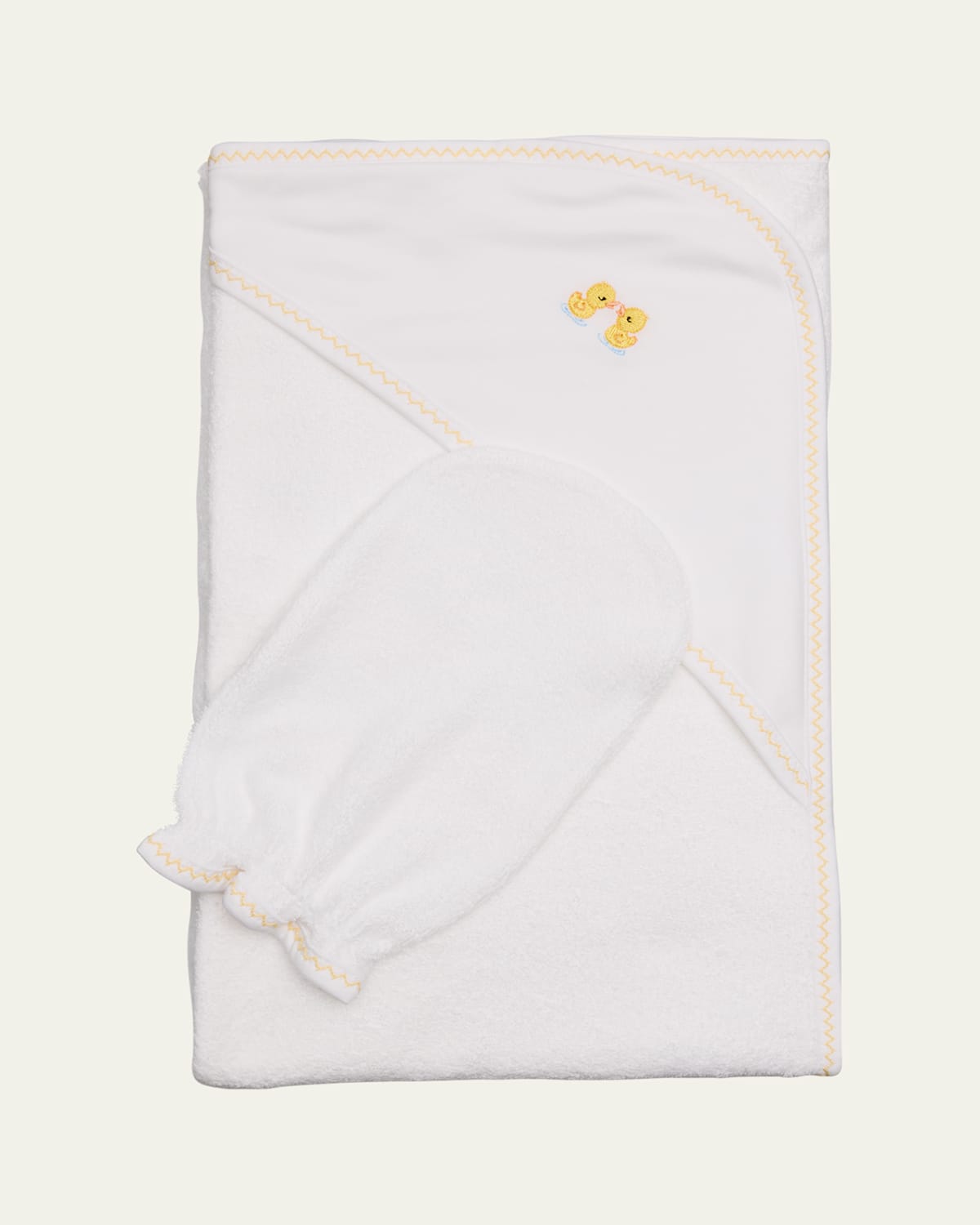 Kid's Dotty Ducks Hooded Towel W/ Mitt Set