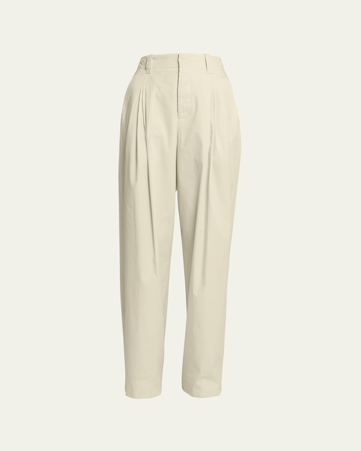 Pintuck Straight Leg Technical Cotton Trousers