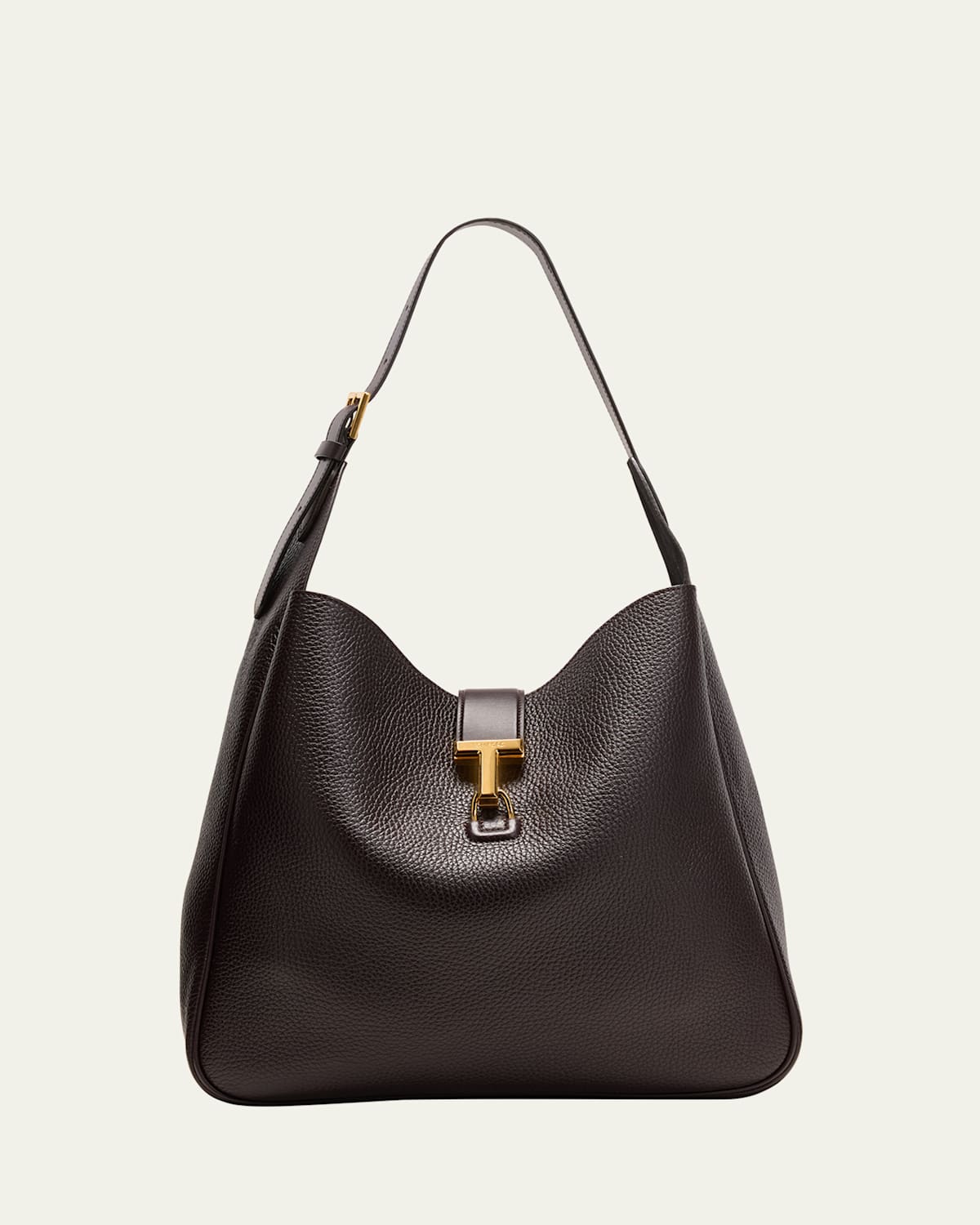 Tom Ford Monarch Large Hobo Bag In Leather In Saddle Brown