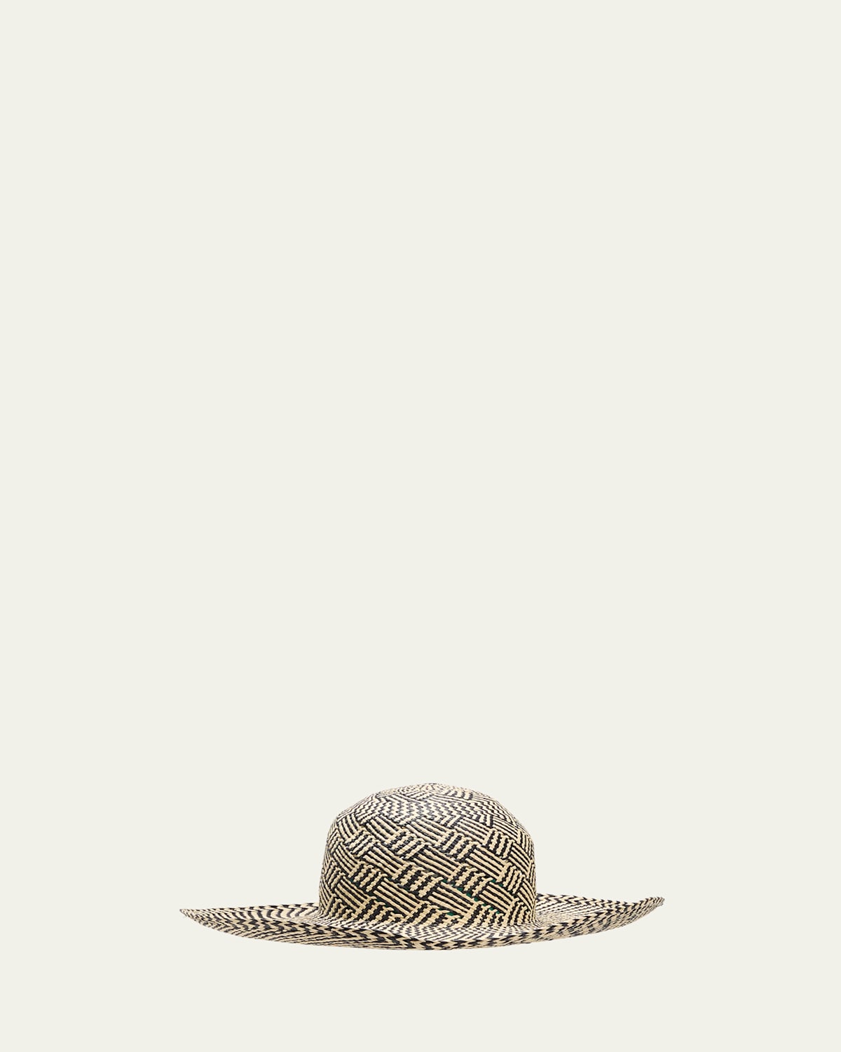 BARBISIO AMOS PATTERNED STRAW LARGE-BRIM HAT 