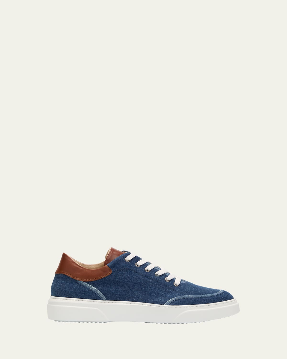 Ron White Men's Maverik Weatherproof Denim And Leather Low-top Sneakers In Taupe