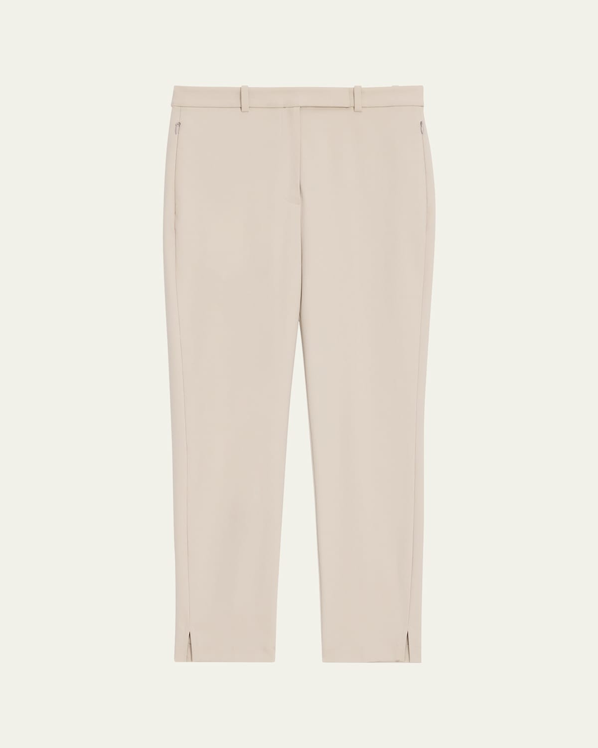 Theory Bistretch High-waist Tapered Crop Pants In Cream