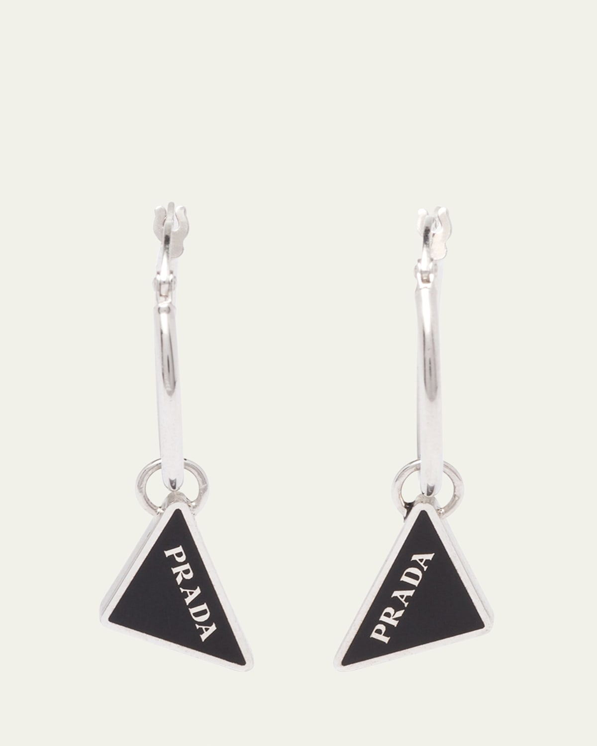 Triangle Logo Enamel Sterling Silver Drop Earrings