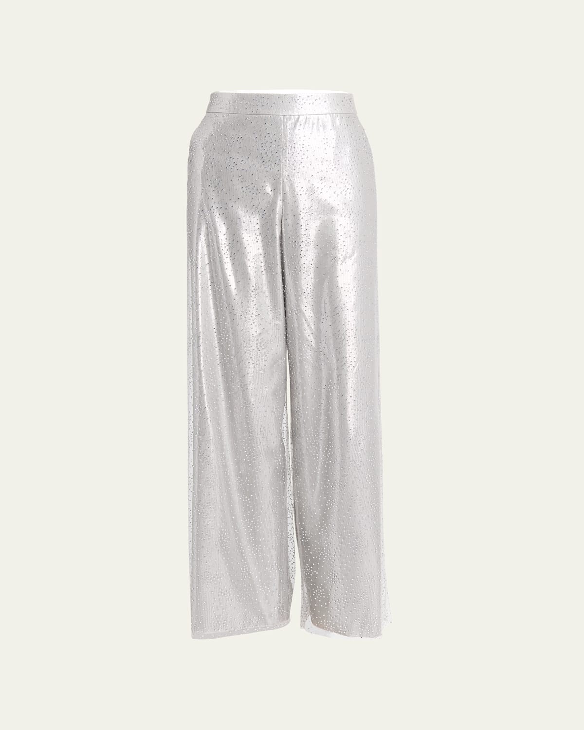 Crystal Wide-Leg Silk Trousers