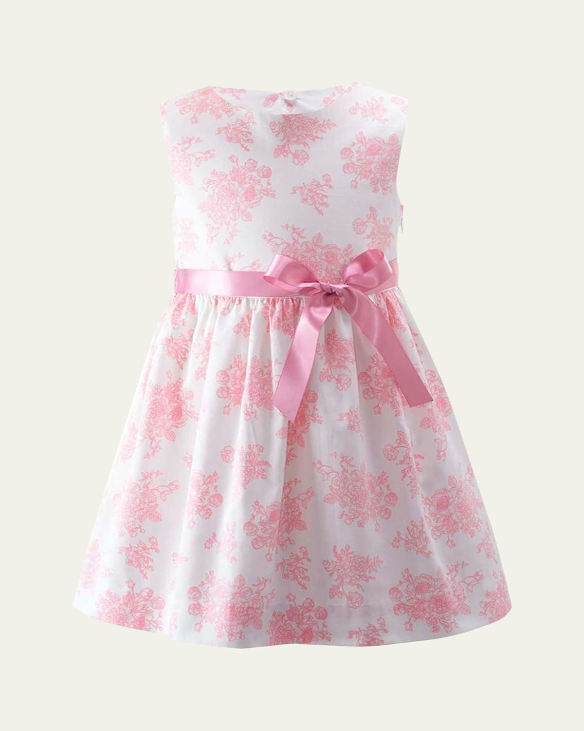 Rachel Riley Girl's Floral Toile Dress In Pink