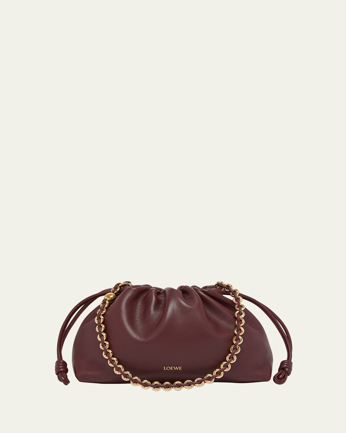 Shop Loewe Flamenco Small Crossbody Bag In Napa Leather With Detachable Chain In Dark Burgundy
