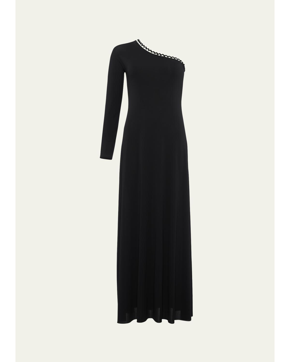Play One-Shoulder Ric Rac-Trim Long Dress
