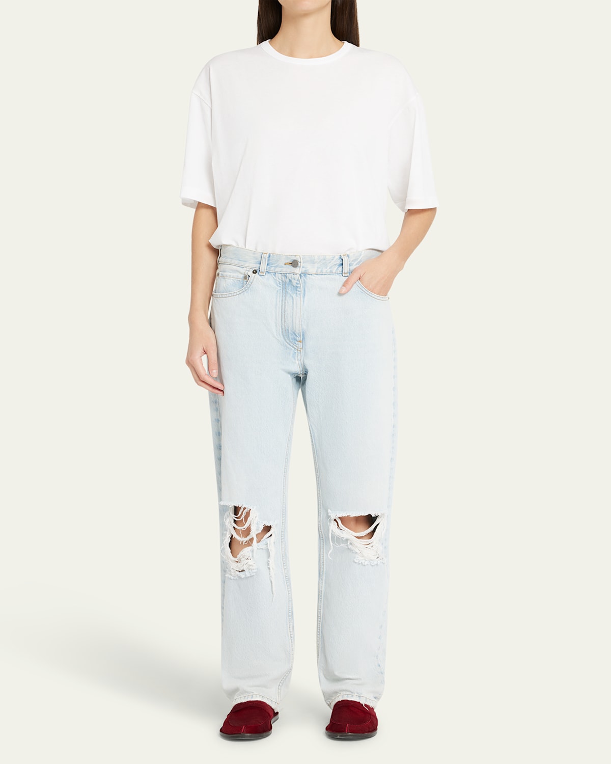 Burty Distressed Straight-Leg Jeans