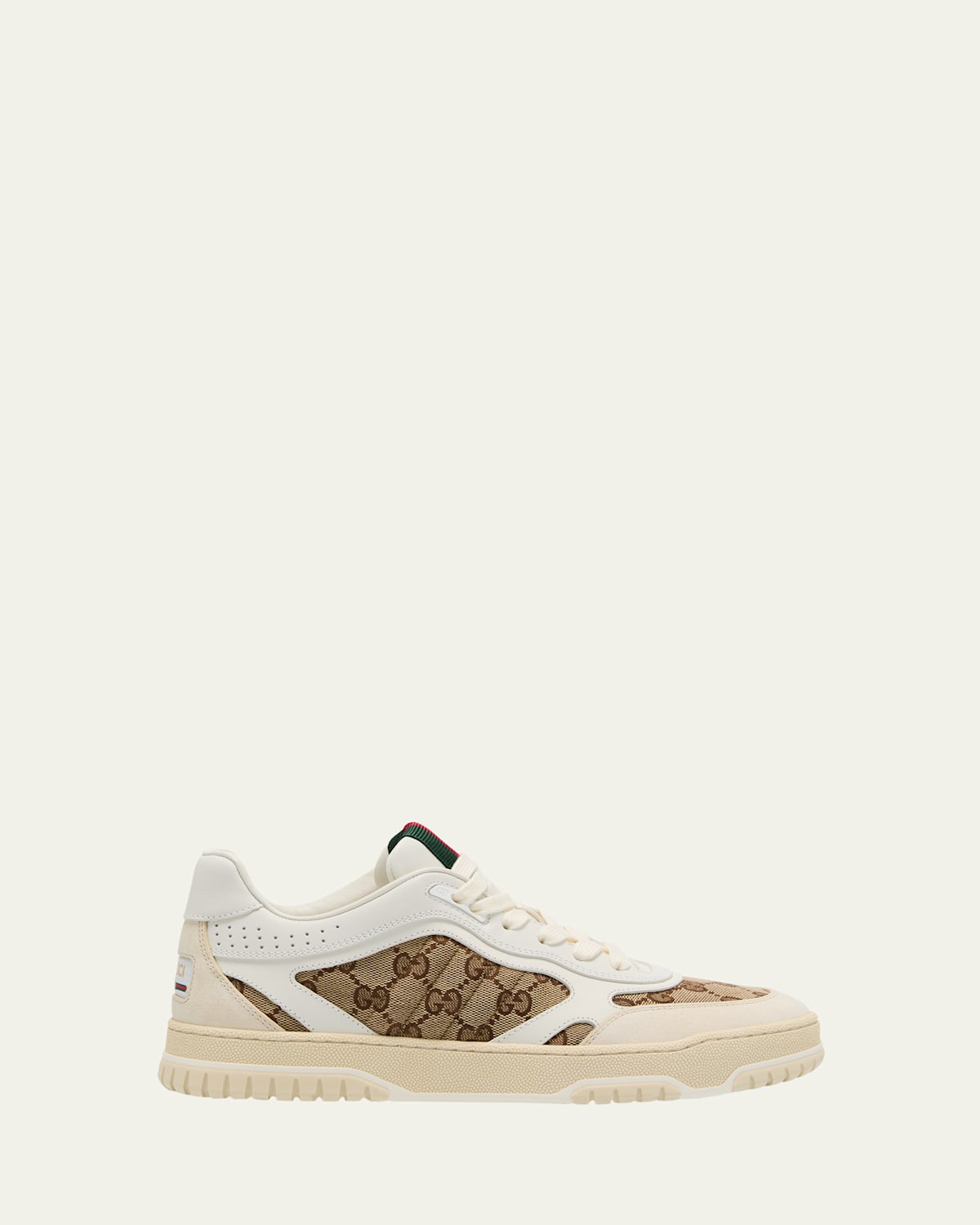 Shop Gucci Reweb Gg Low-top Leather Sneakers In Ivory Beige