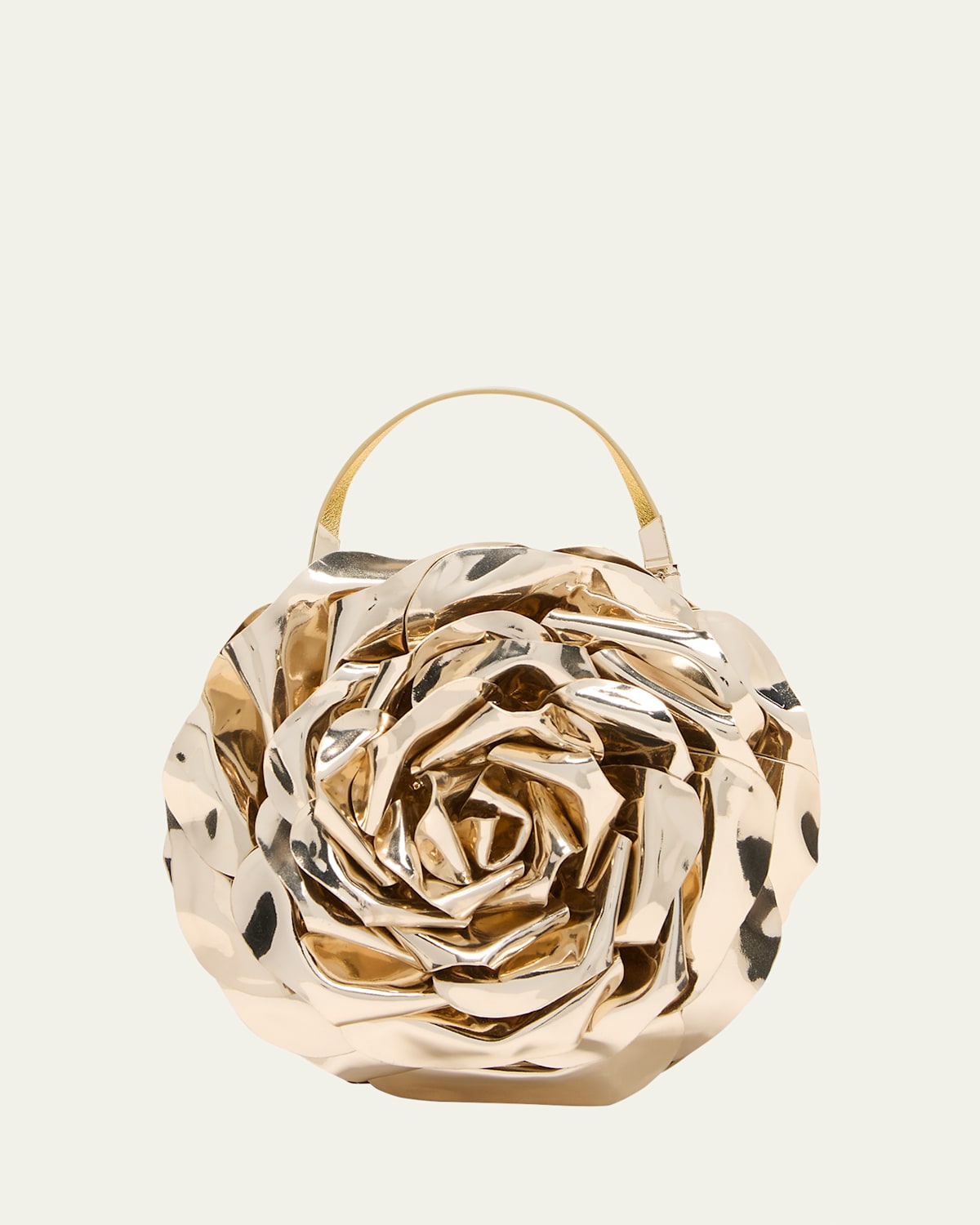 BALMAIN ROSE MINAUDIERE IN REFLECTIVE LEATHER 