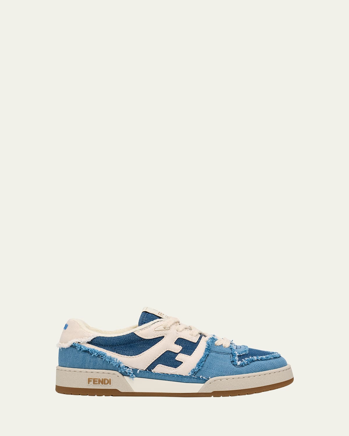 Shop Fendi Match Distressed Denim Sneakers In Blue