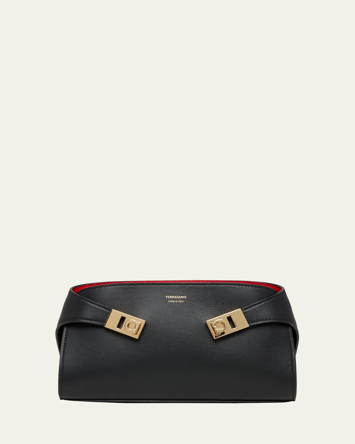 Shop Ferragamo Mini Hug Leather Crossbody Bag In Nero