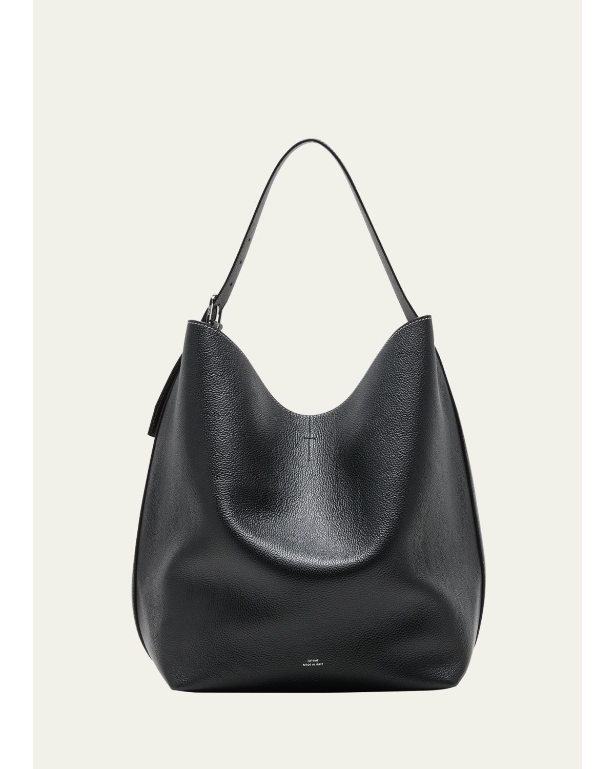 Belted Leather Tote Bag