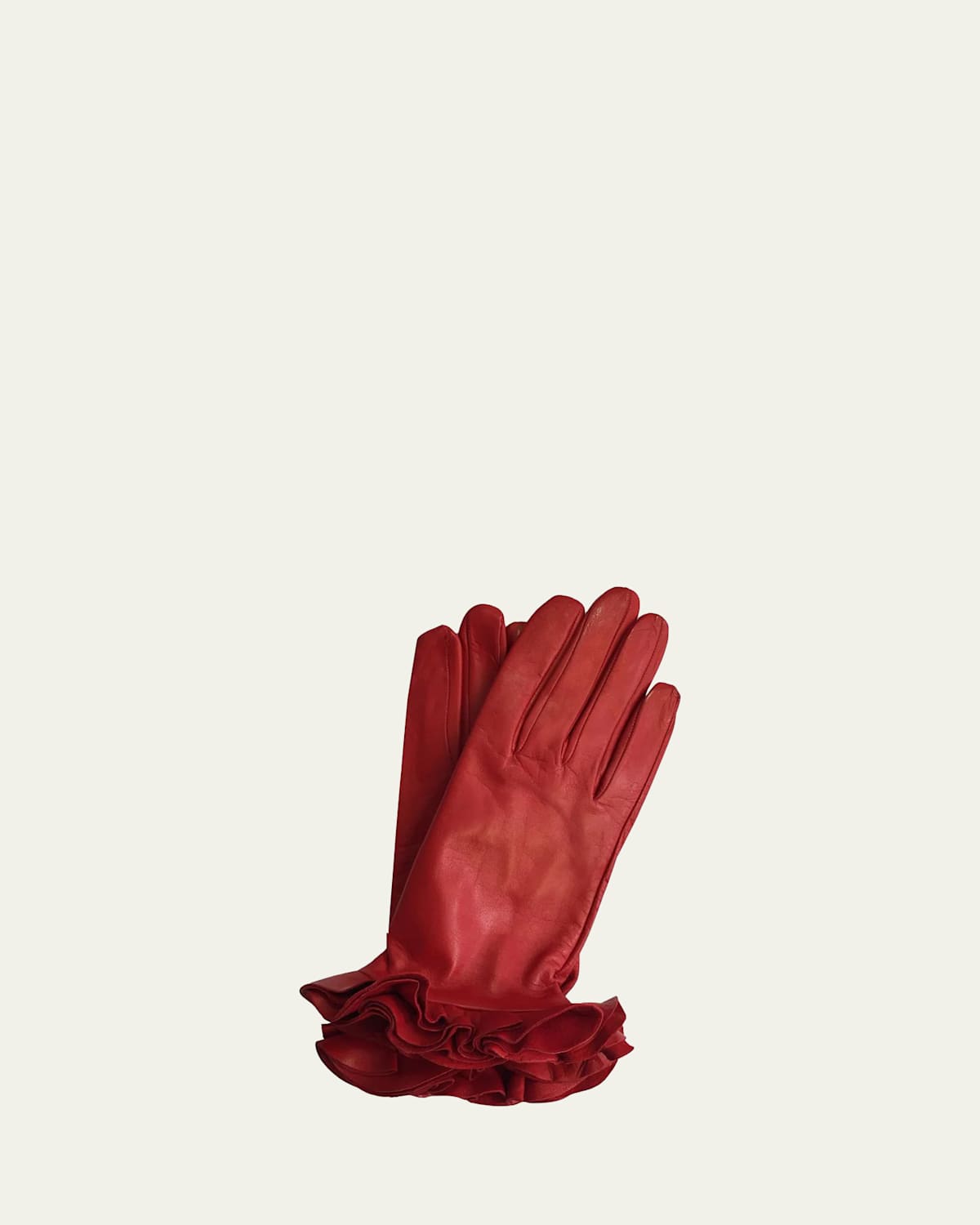 Danielle Ruffled Leather Gloves