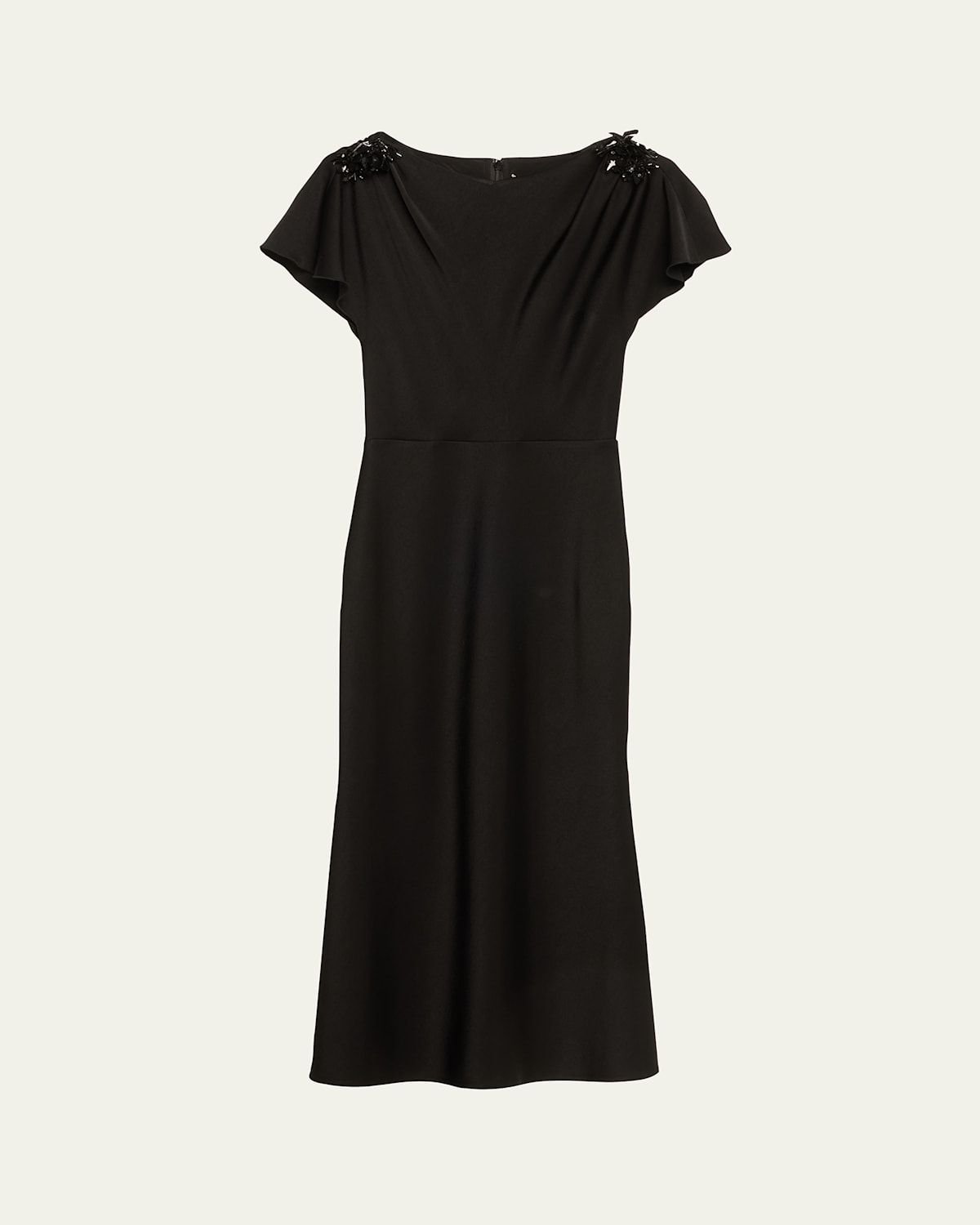 Jason Wu Collection A-line Midi Dress With Beaded Shoulder Details In Black