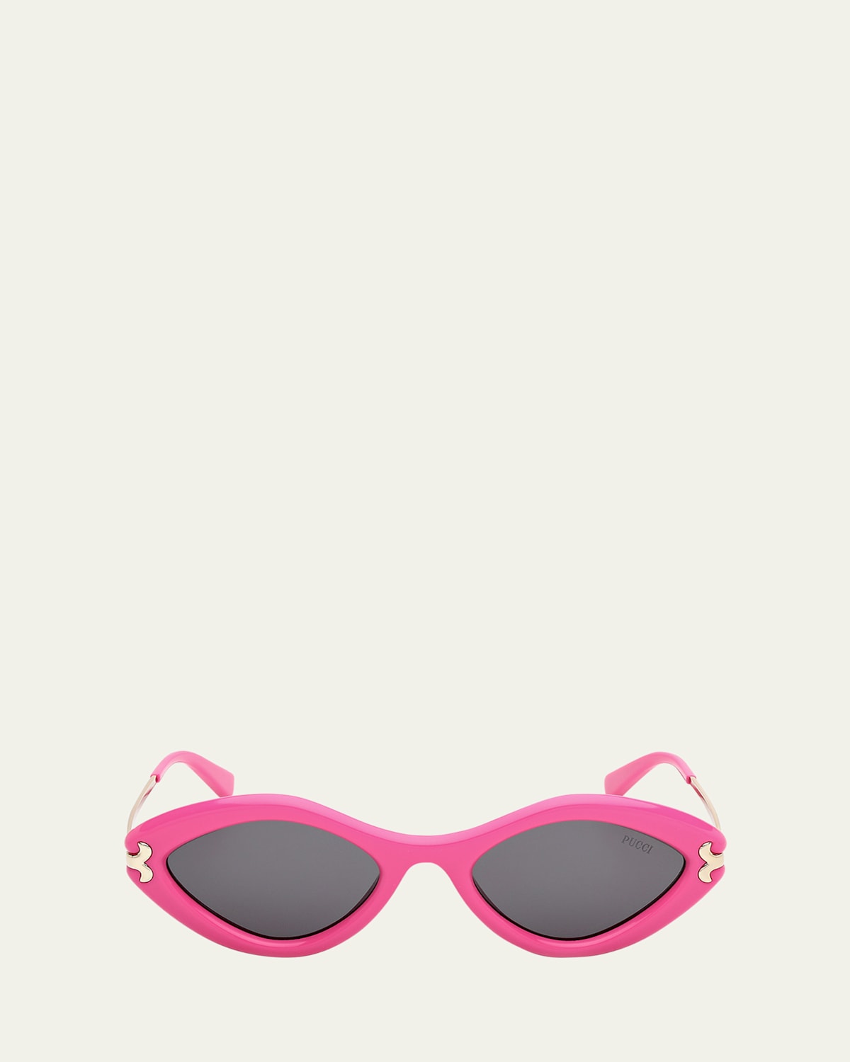 Logo Acetate & Metal Oval Sunglasses