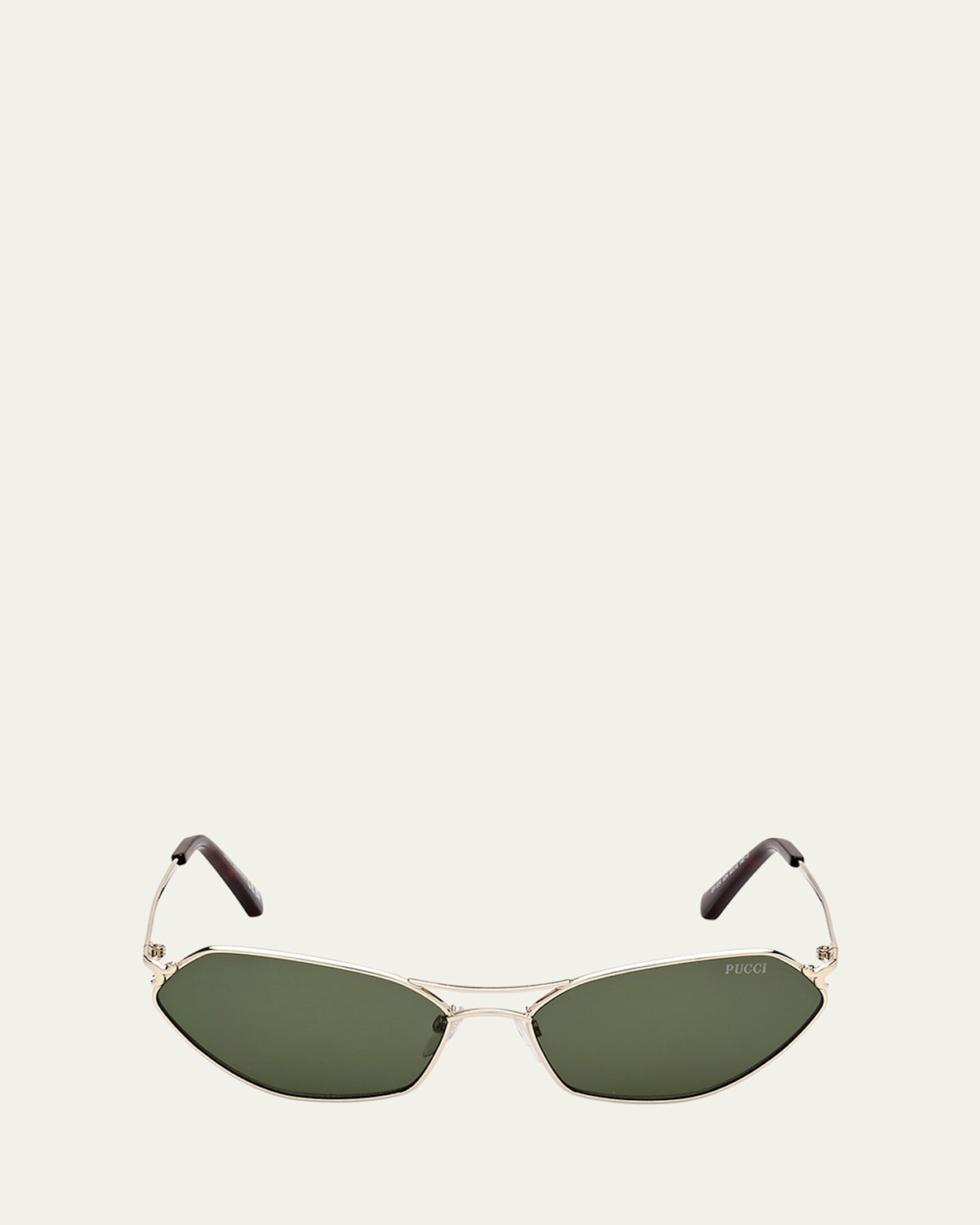 Geometric Metal & Acetate Rectangle Sunglasses
