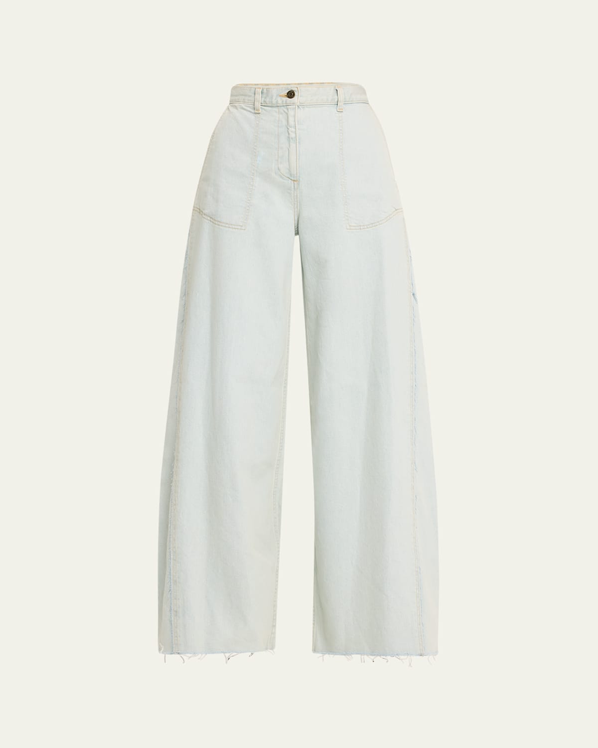 Raw Hem Wide-Leg Jeans