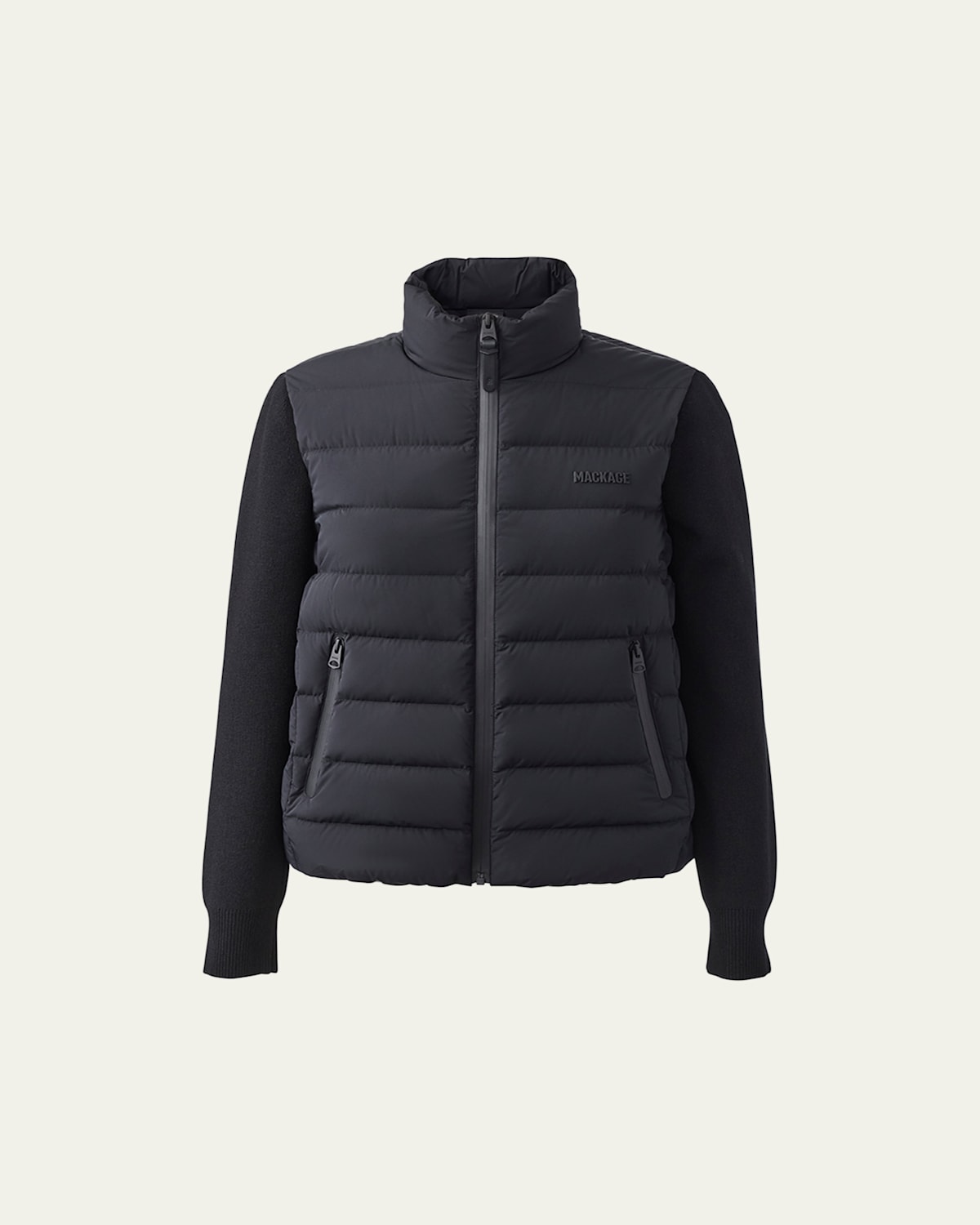 Mackage Oceane-city Light Down Mixed-media Puffer Jacket In Black