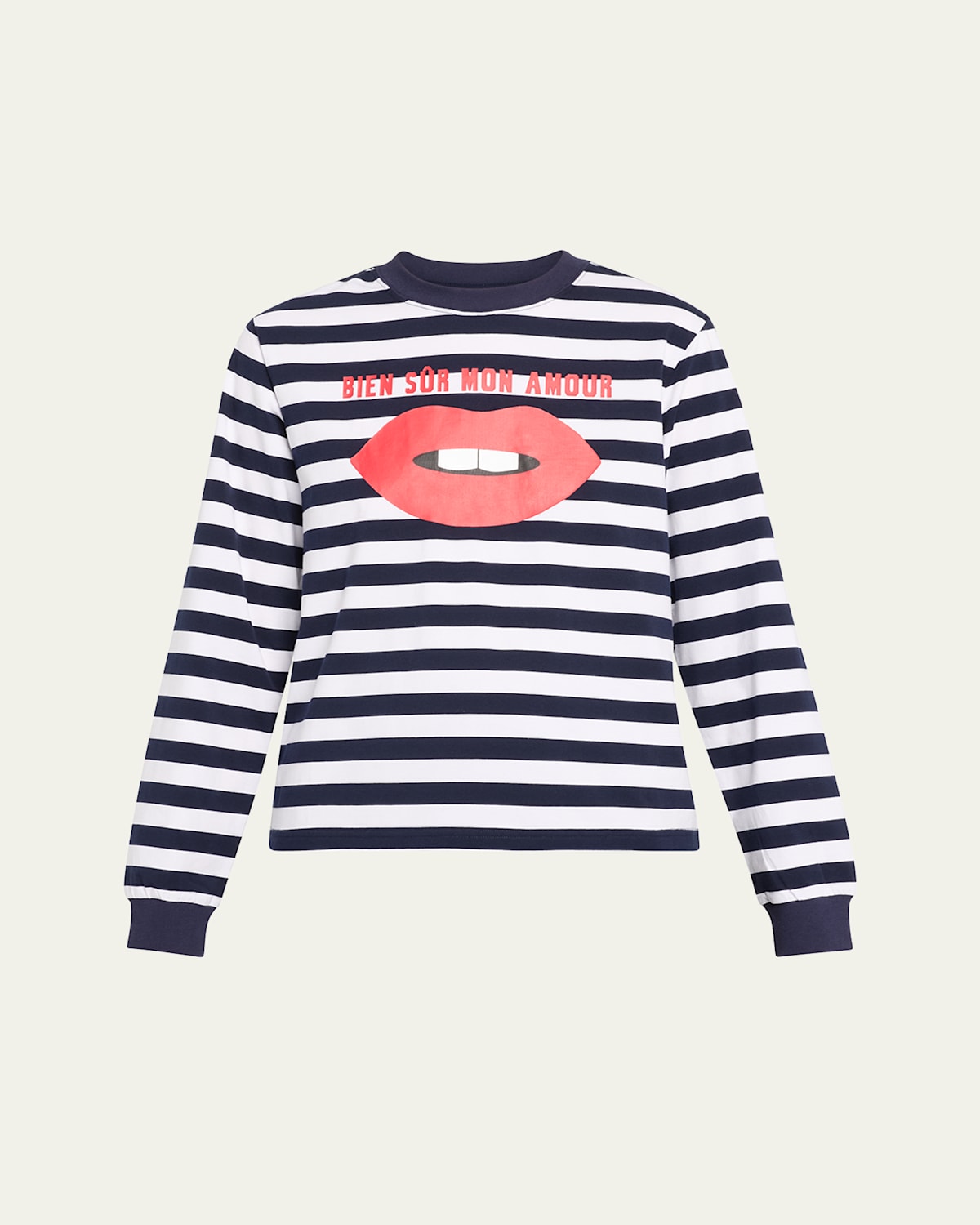 Bien Sur Stripe Typography T-Shirt