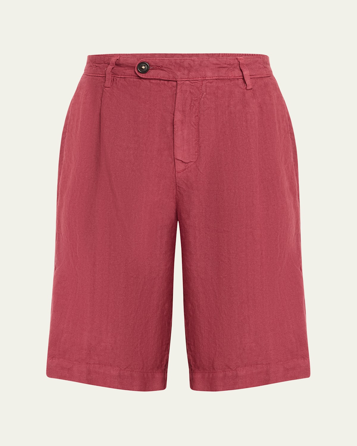 Men's Linen Pleated Bermuda Shorts