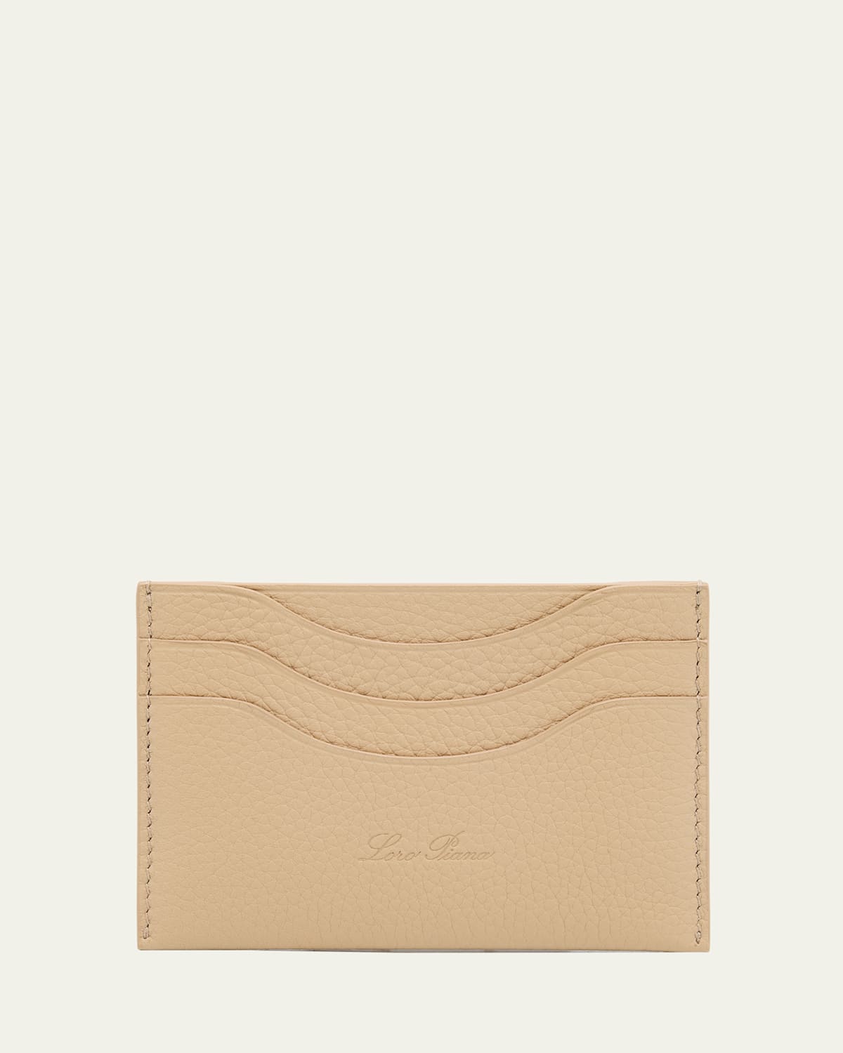 Loro Piana Men's Extra Grained Calfskin Card Holder In D0sb Light Trench