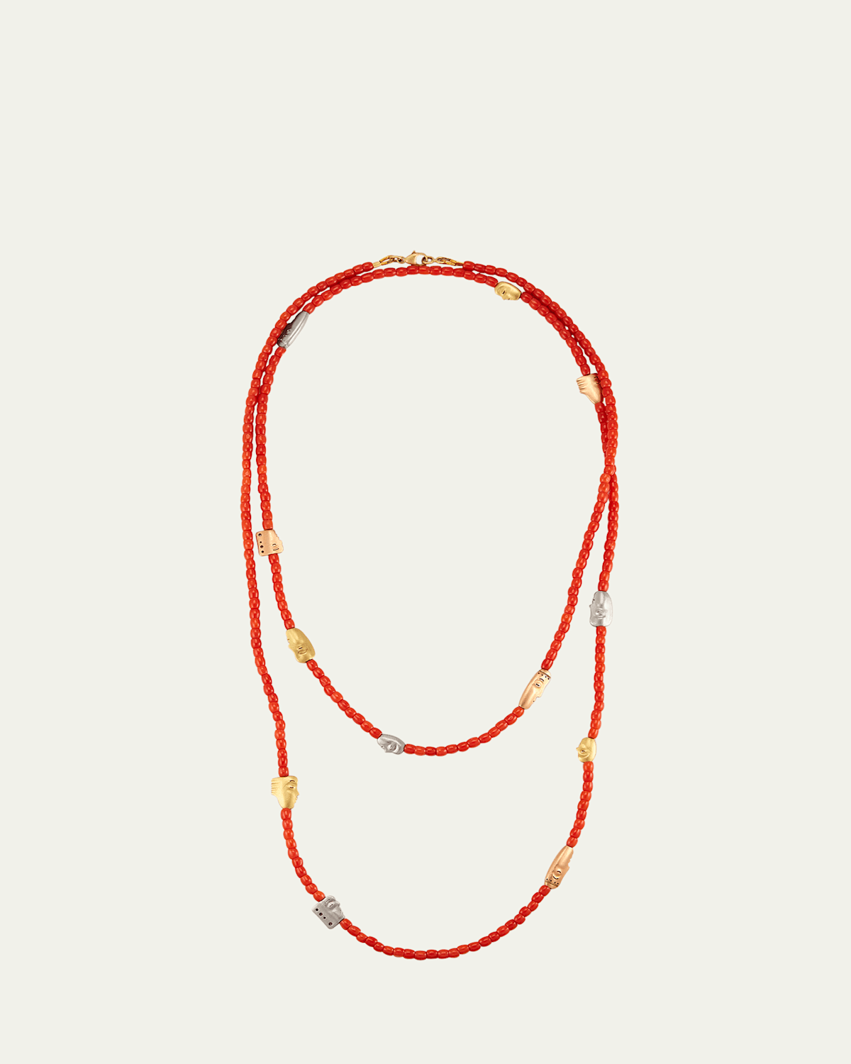 18K Gold and Palladium The Big Sleep Necklace with Coral, 38"L