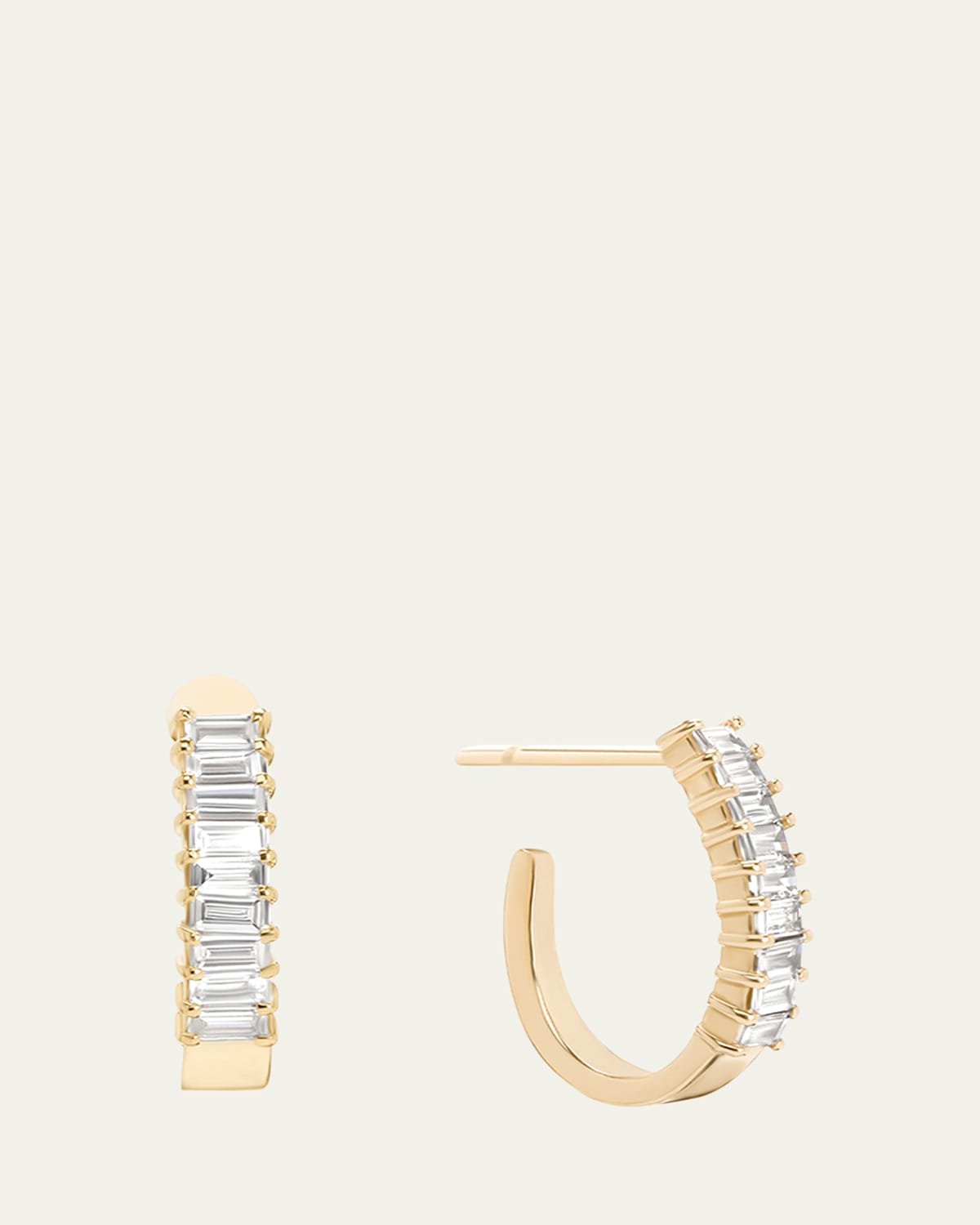 Lana 14K Gold Baguette Diamond Huggie Earrings, 0.5 tcw | Thumbnail 4 Lana 14K Gold Baguette Diamond Huggie Earrings, 0.5 tcw | Thumbnail 4