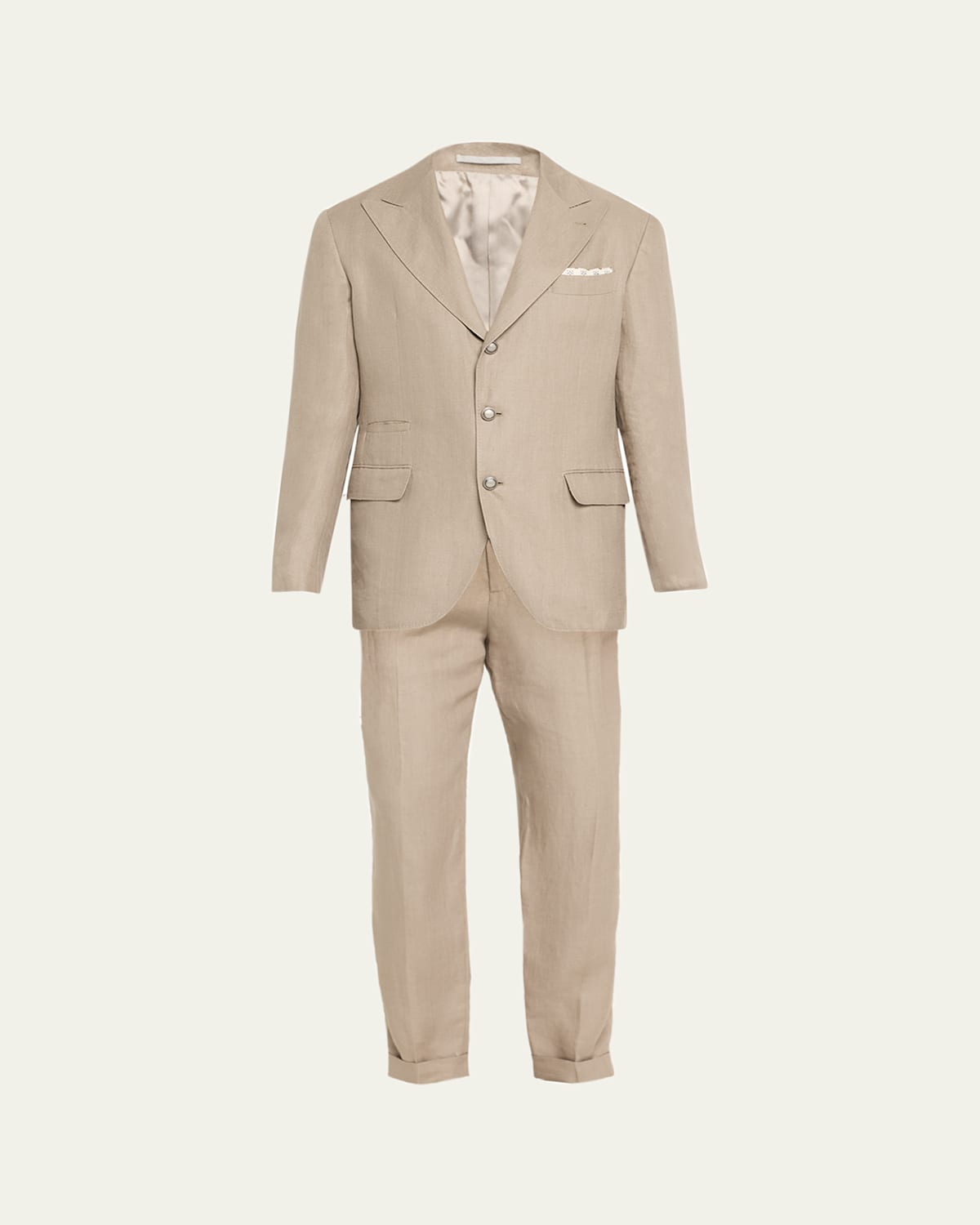 Brunello Cucinelli Men's Linen Peak-lapel Two-piece Suit In Sage