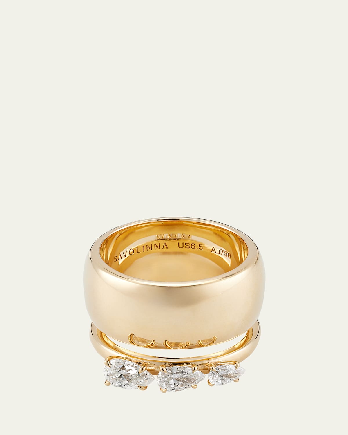 Lemonade Triple Floating Pear Diamond Cigar Band Ring